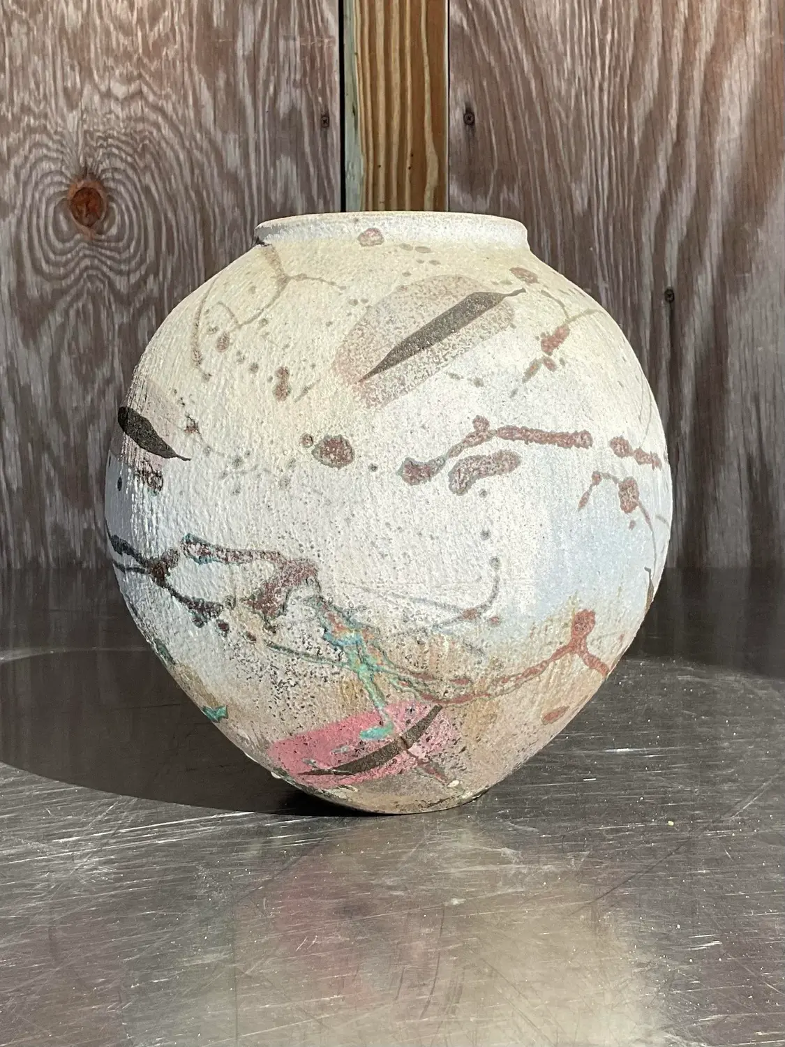 Vintage Hand Painted Studio Pottery Vase - Top view