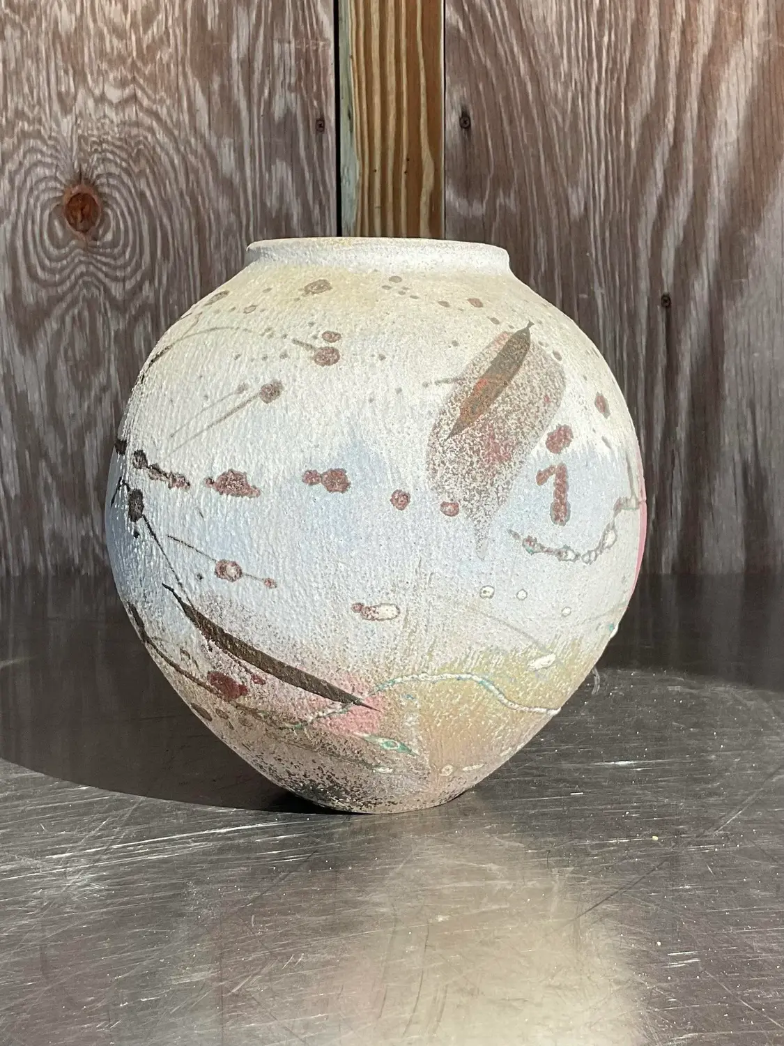 Vintage Hand Painted Studio Pottery Vase - Back view
