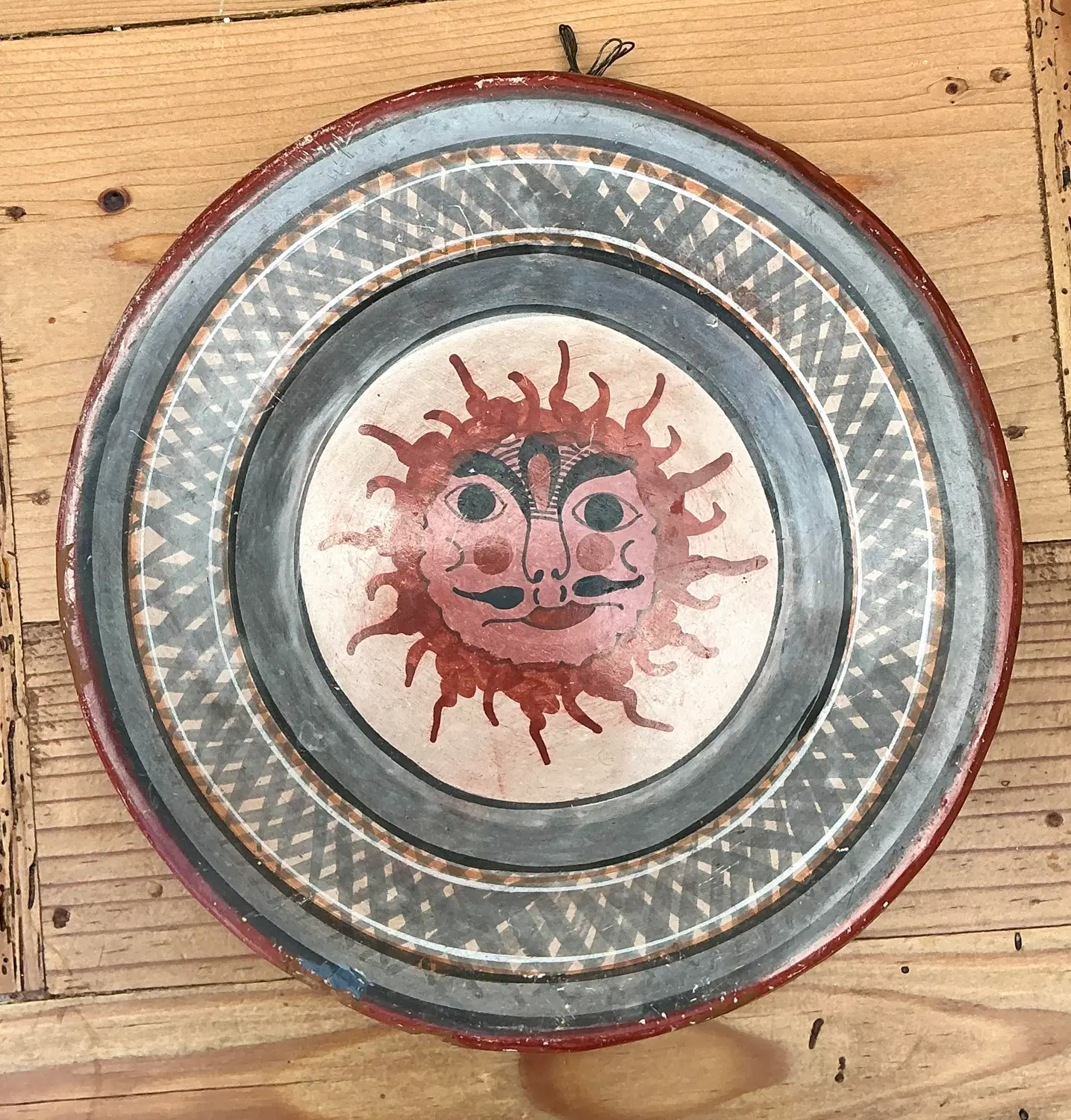 Vintage Hand Painted Sun Plate - Back view