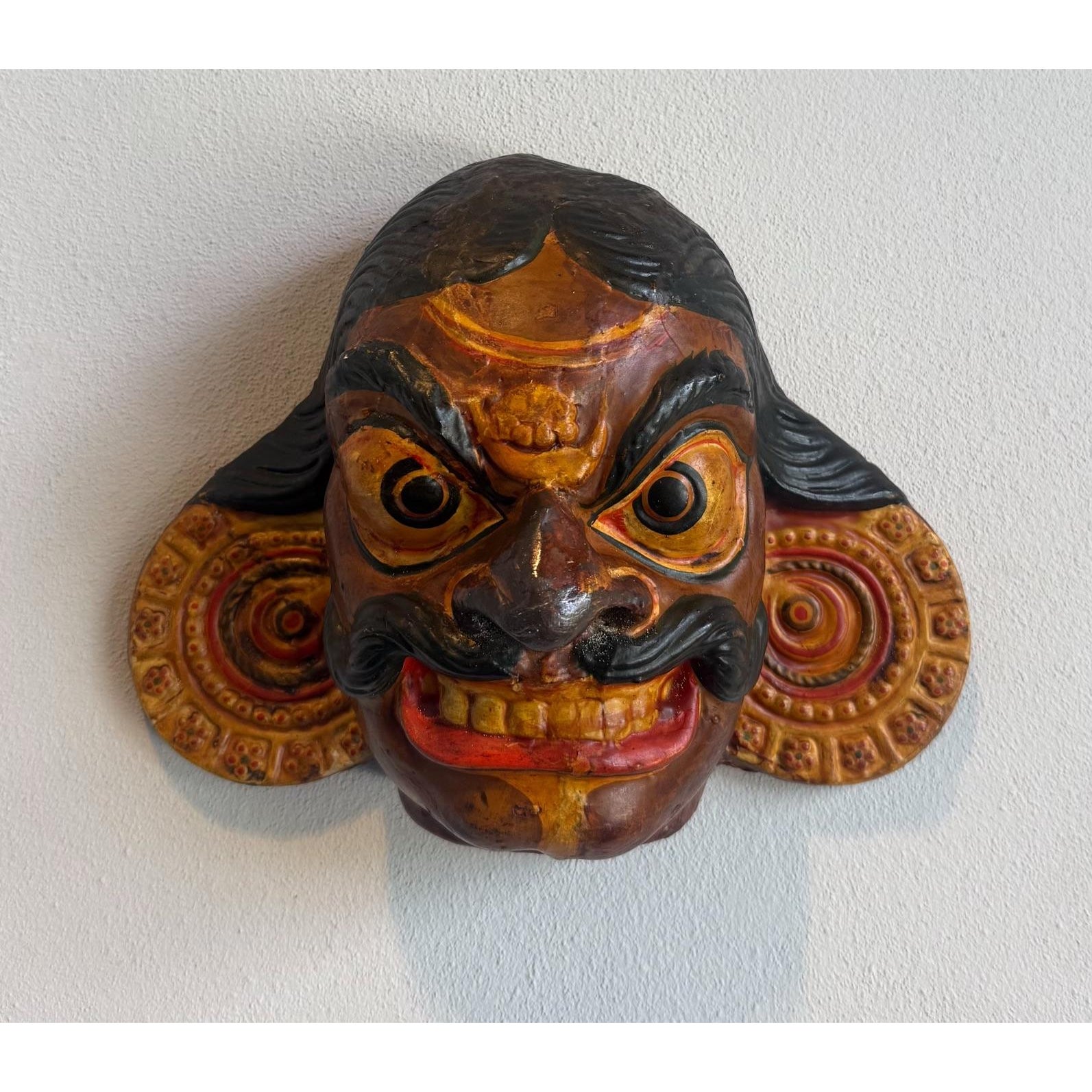 Vintage Handmade Painted Mask - Side view