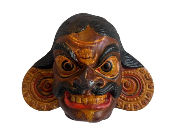 Vintage Handmade Painted Mask - Detail view