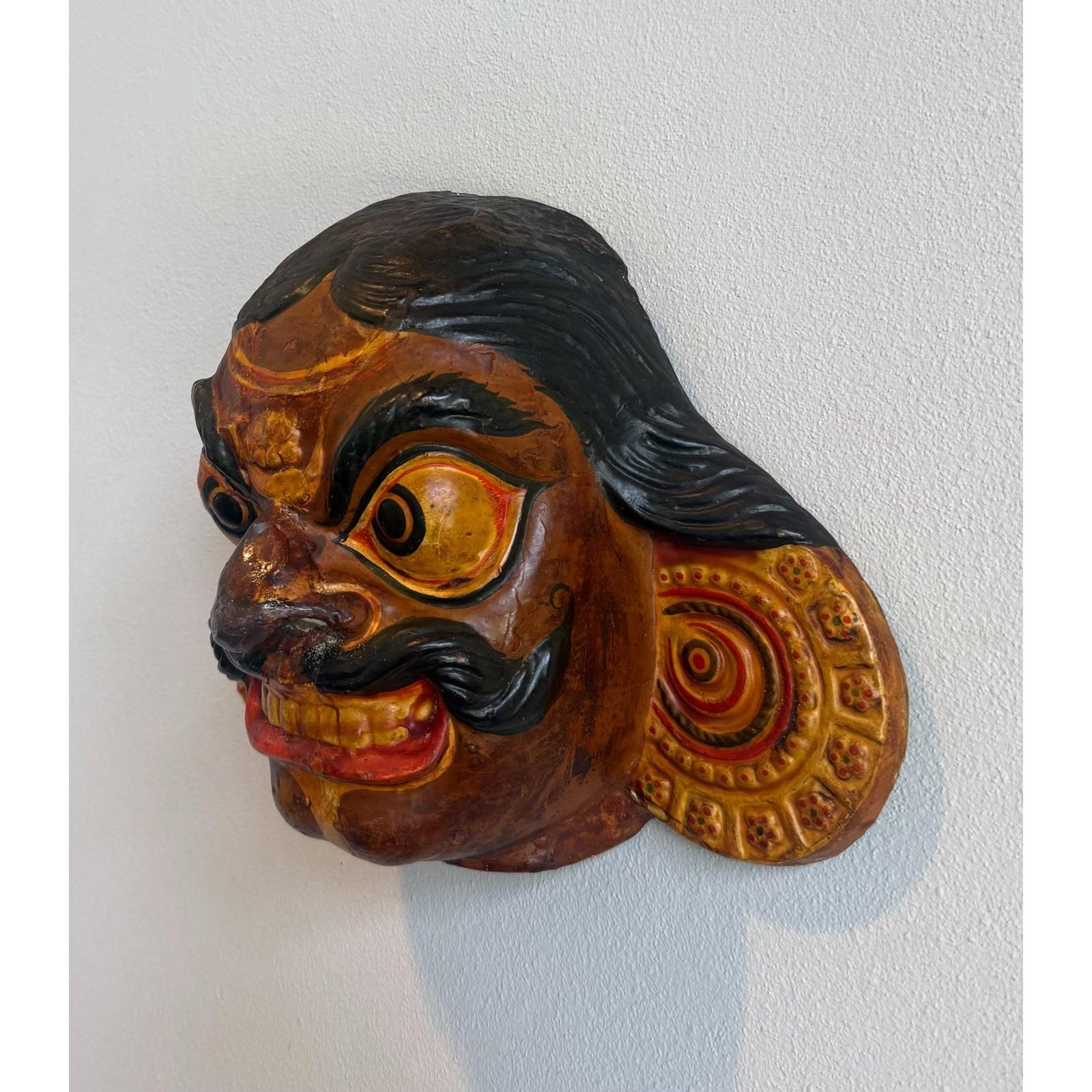 Vintage Handmade Painted Mask - Top view