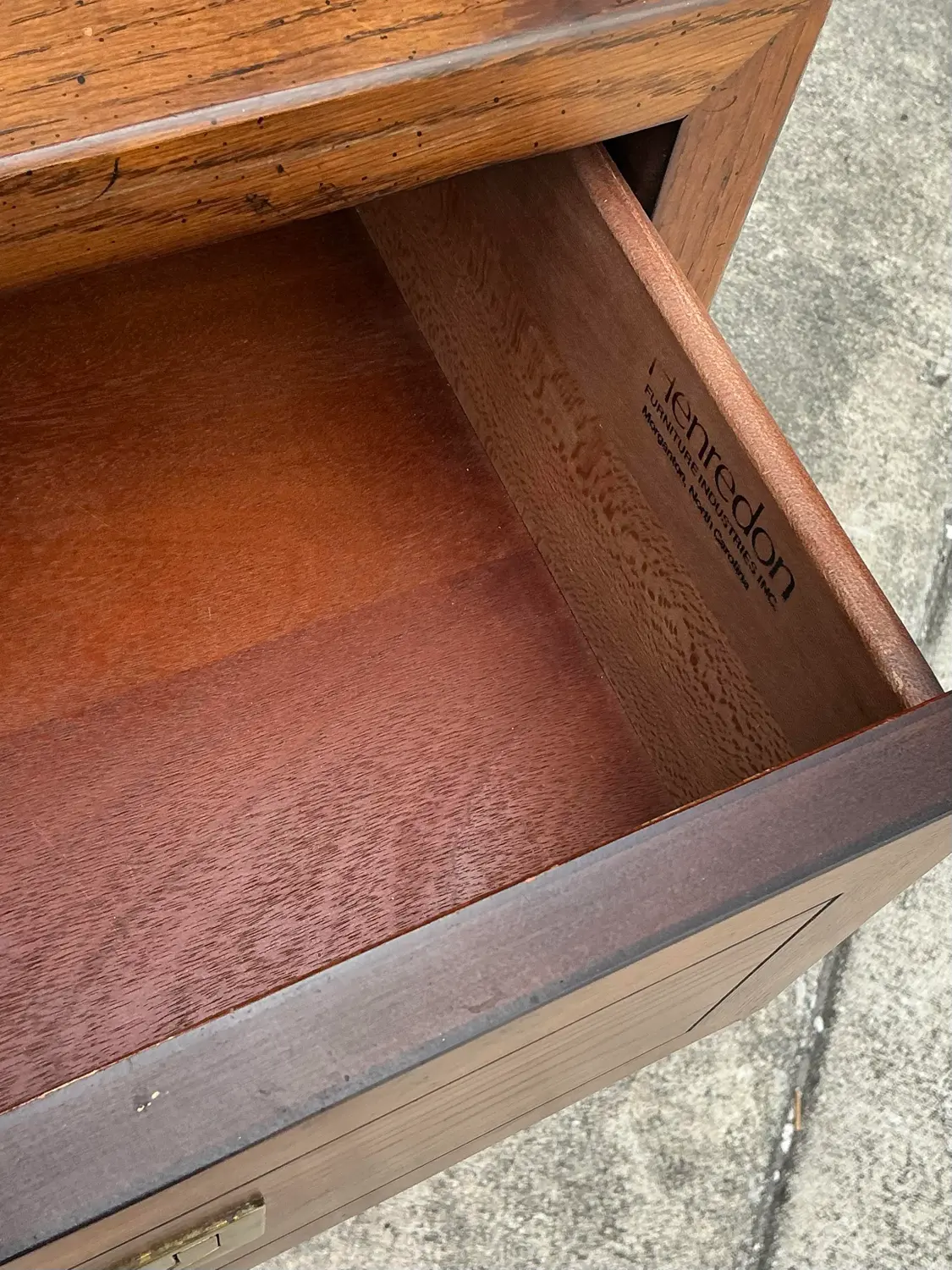 Vintage Henredon Campaign Credenza - Detail view