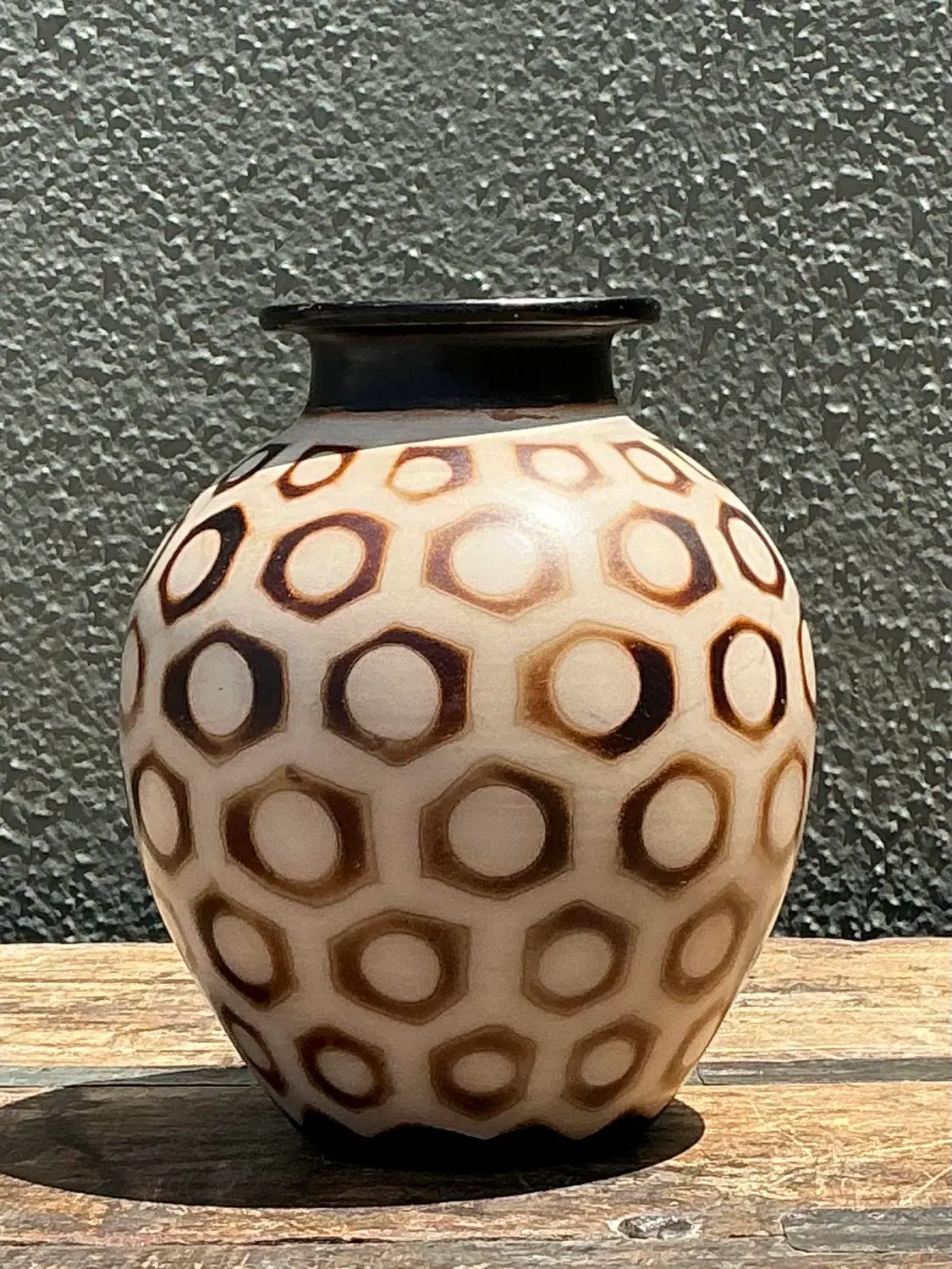 Vintage Hexagon Bubble Vase - Top view