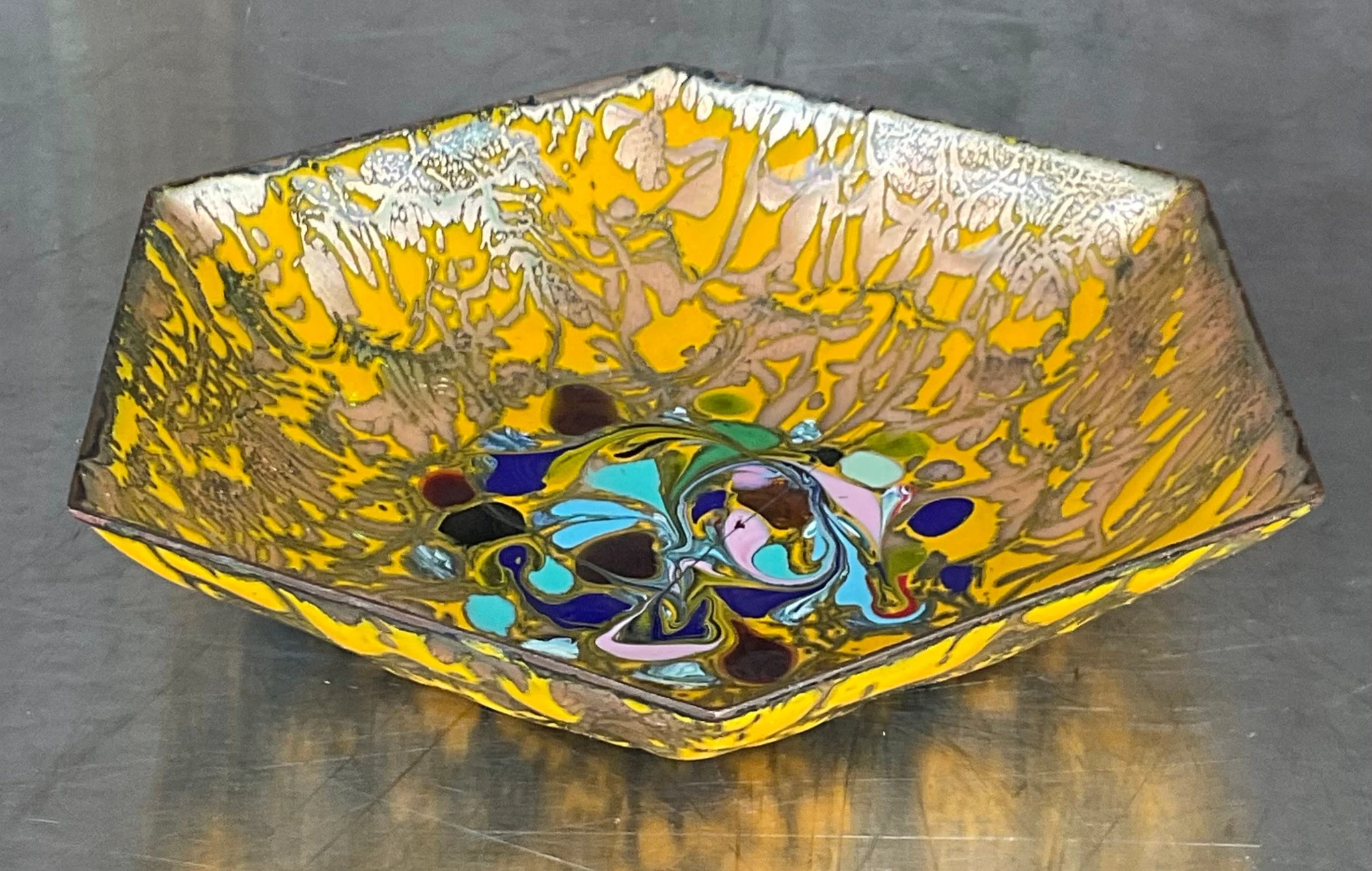 Vintage Hexagon Painted Jewelry Holder - Top view