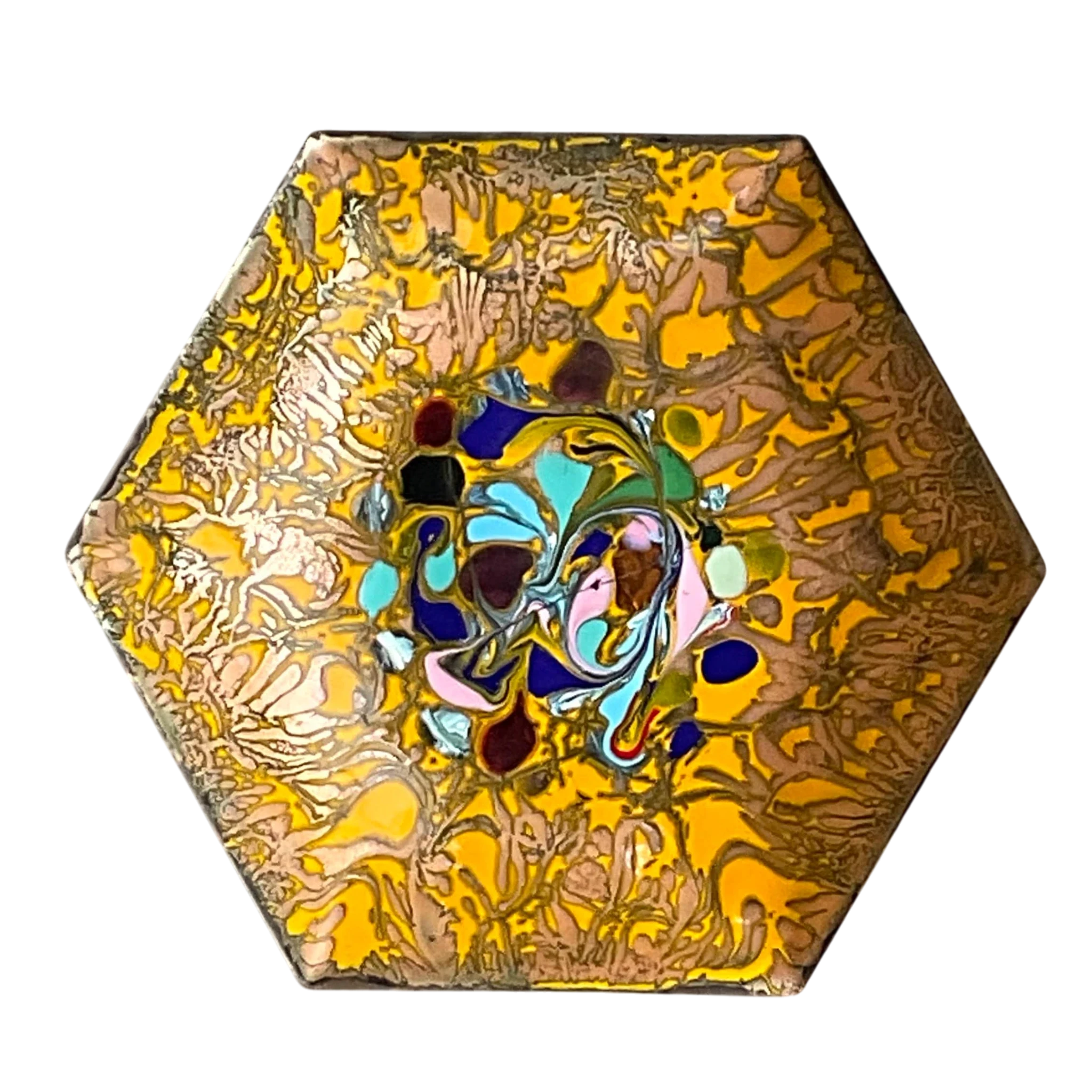 Vintage Hexagon Painted Jewelry Holder - Detail view