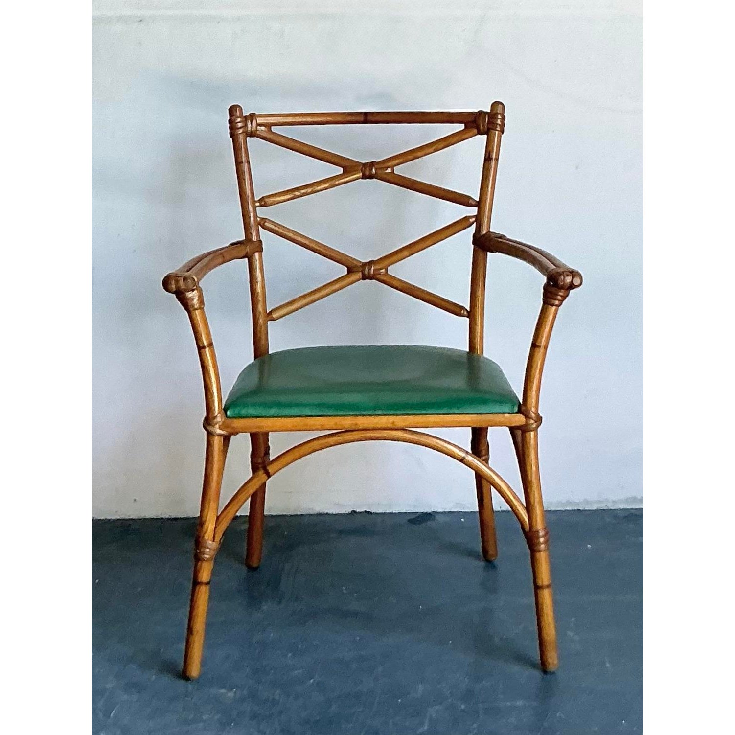 Vintage Heywood Wakefield Mid-Century Modern Bent Rattan Desk Chair - Side view