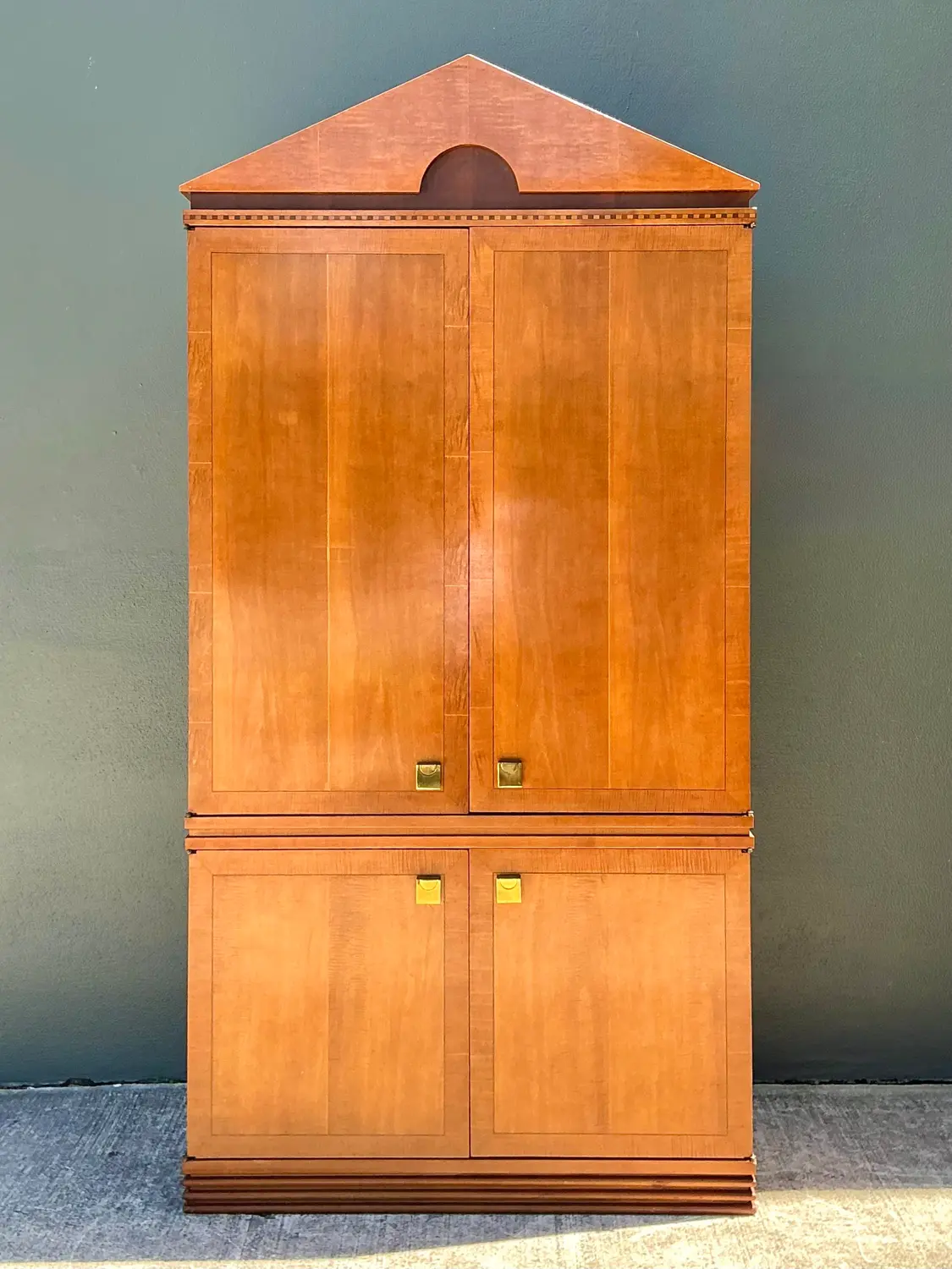 Vintage Hickory White Pediment Armoire - Top view