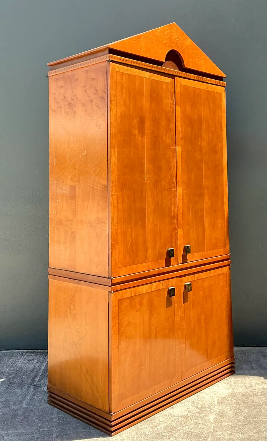 Vintage Hickory White Pediment Armoire - Side view