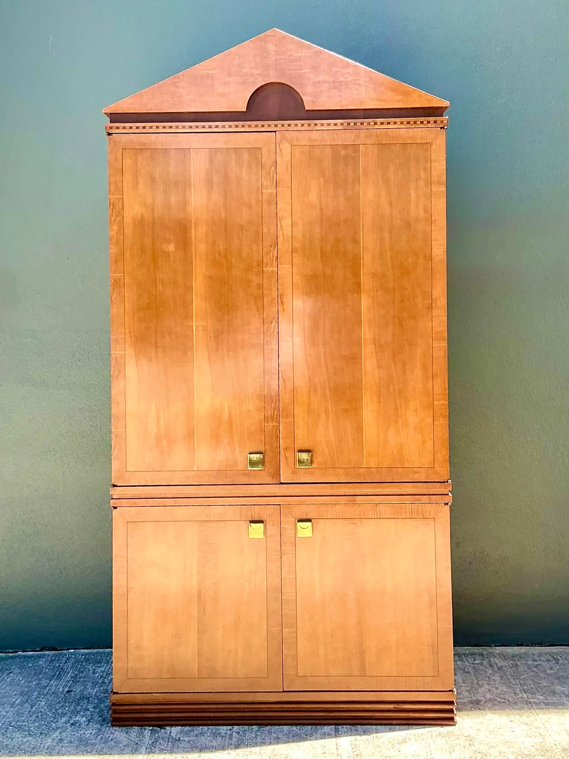 Vintage Hickory White Pediment Armoire - Detail view