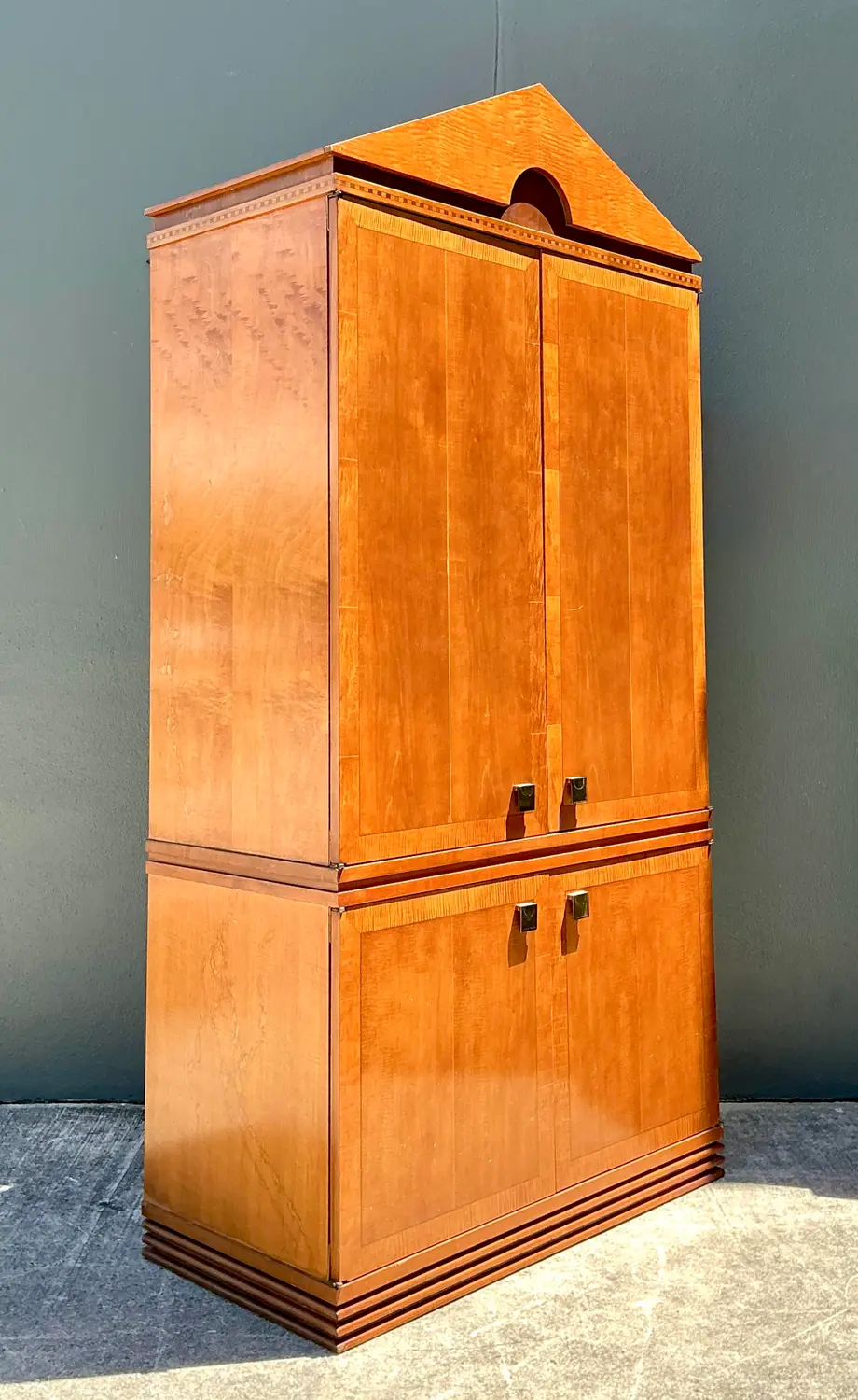 Vintage Hickory White Pediment Armoire - Back view