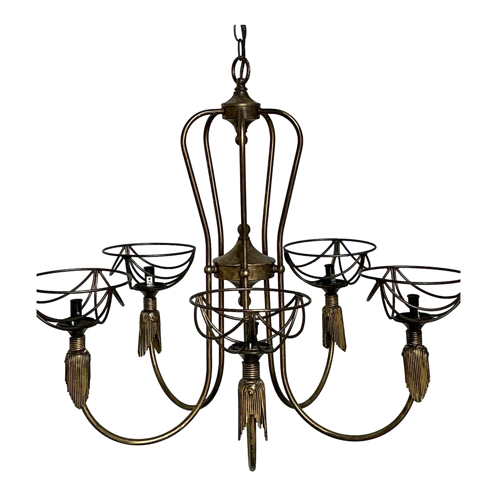 Vintage Hinkley Burnished Brass Tassel Chandelier
