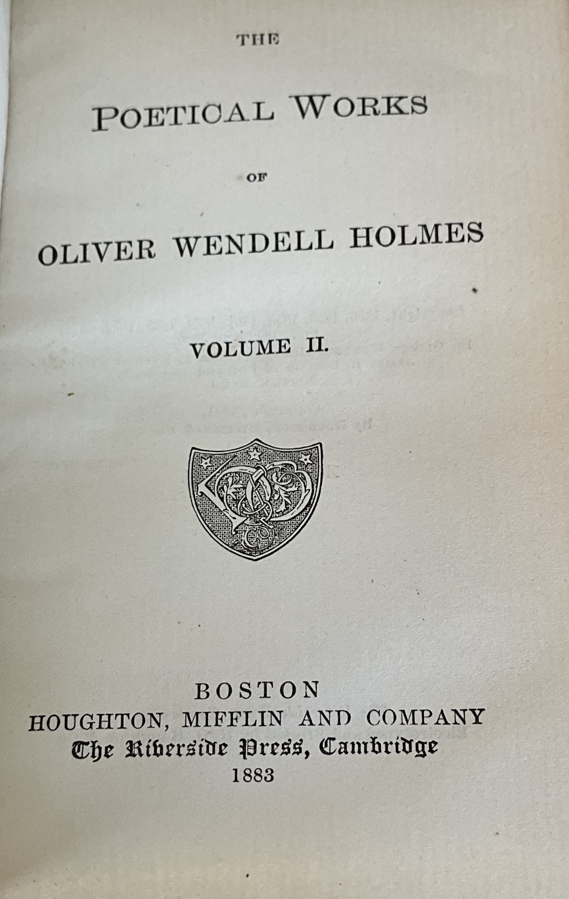 Vintage Holmes' Poetical Works Volumes 1 & 2 - Top view