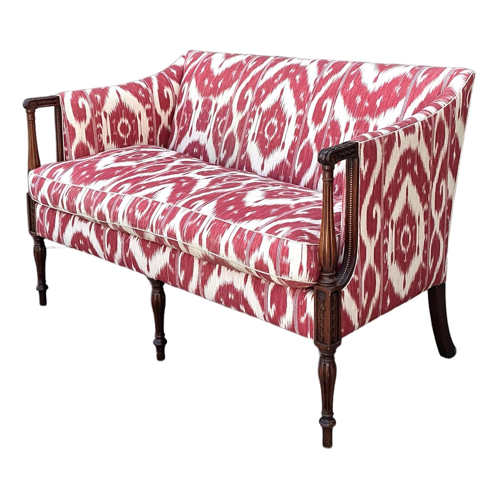 Vintage Ikat Print Georgian Loveseat