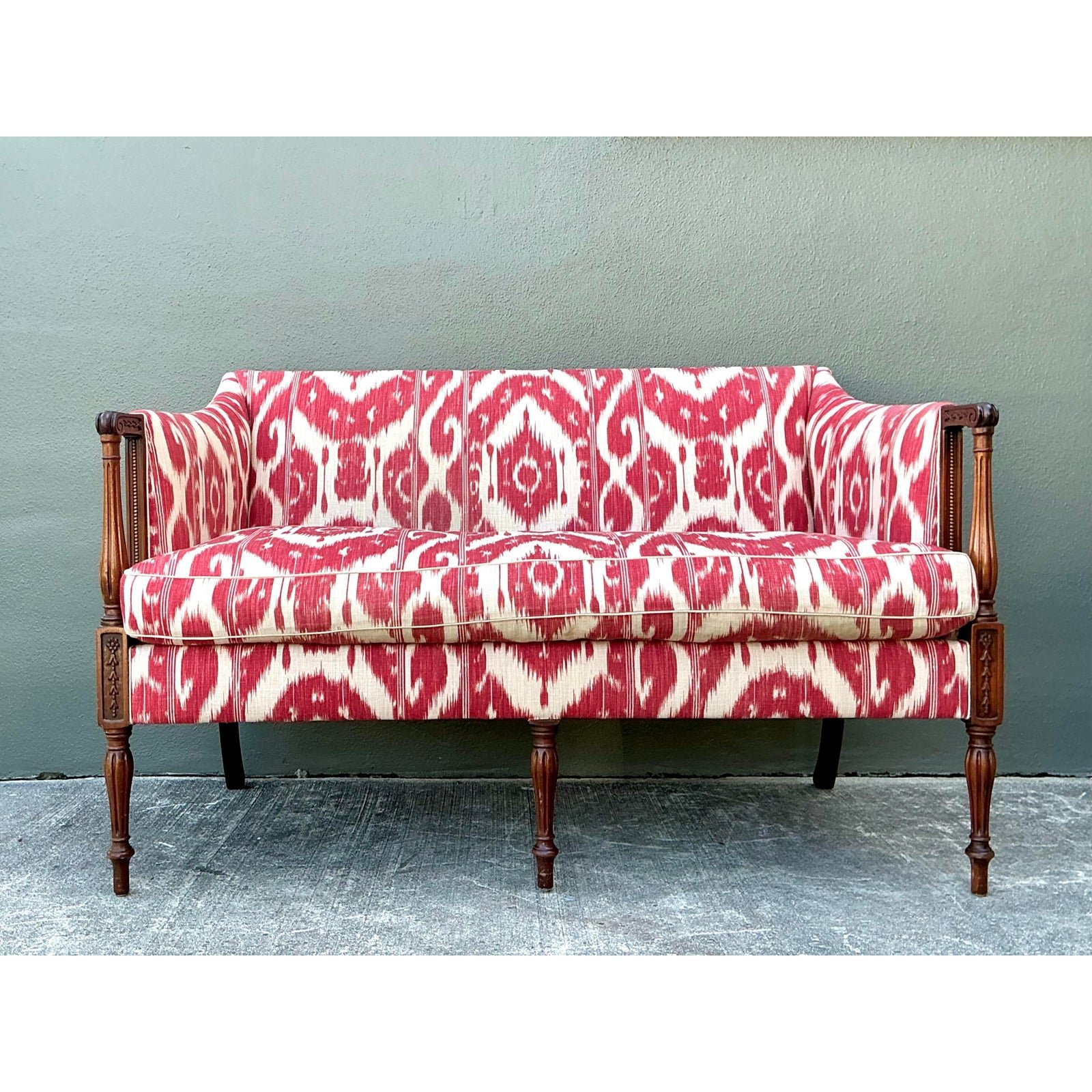 Vintage Ikat Print Georgian Loveseat - Top view