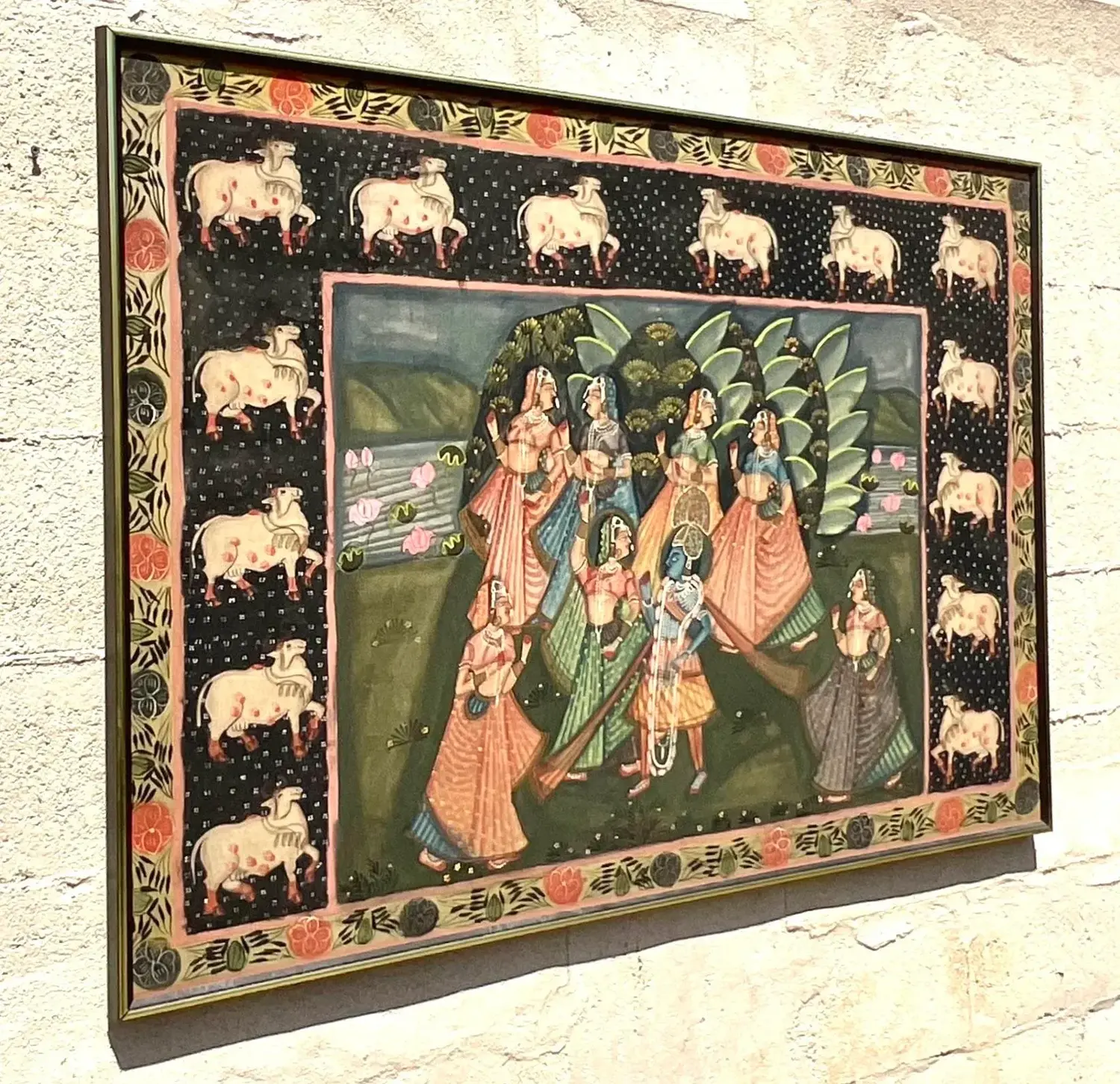 Vintage Indian Pichwaa Painting on Silk - Back view
