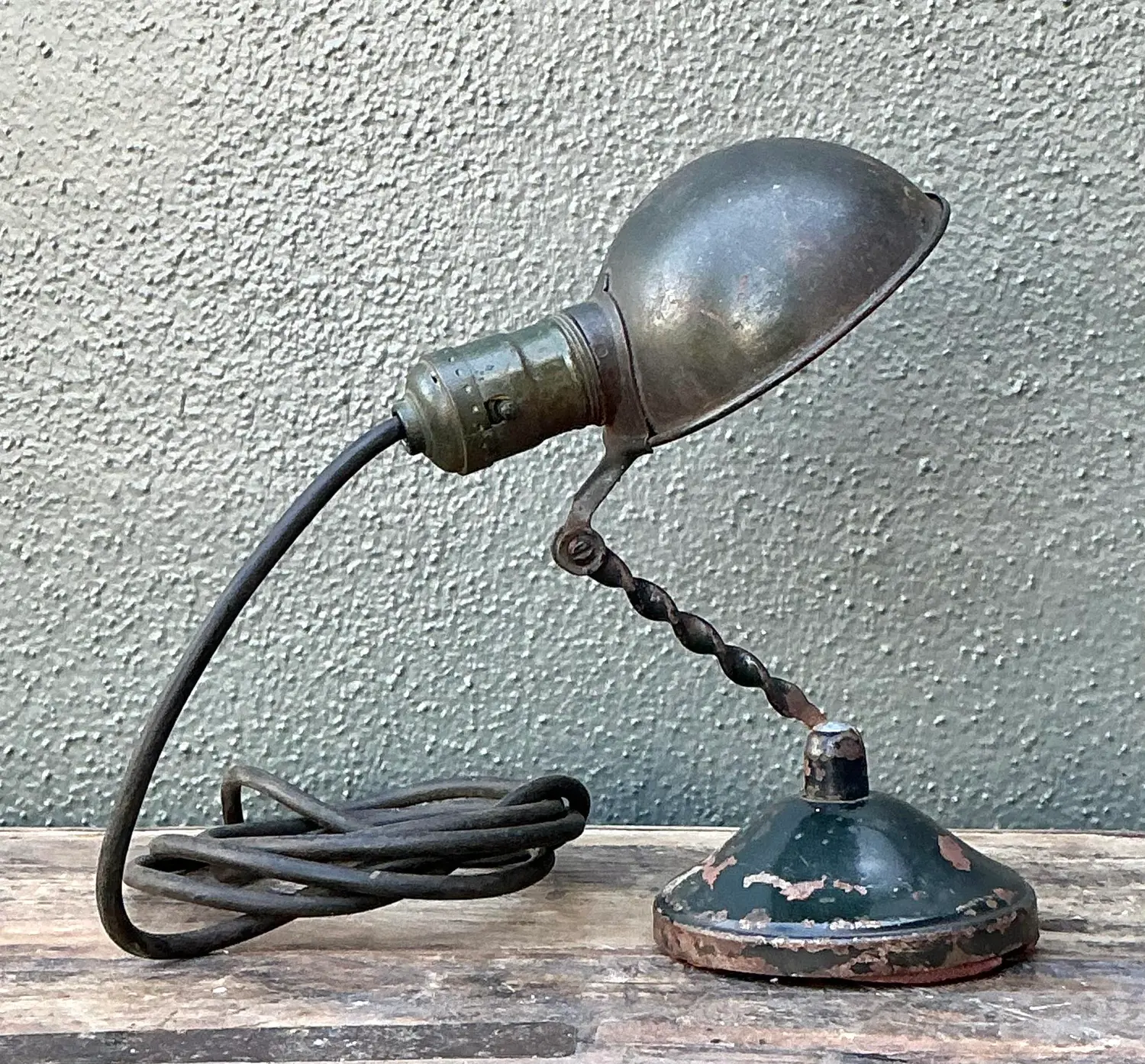 Vintage Industrial Articulated Desk Lamp With Clip - Side view