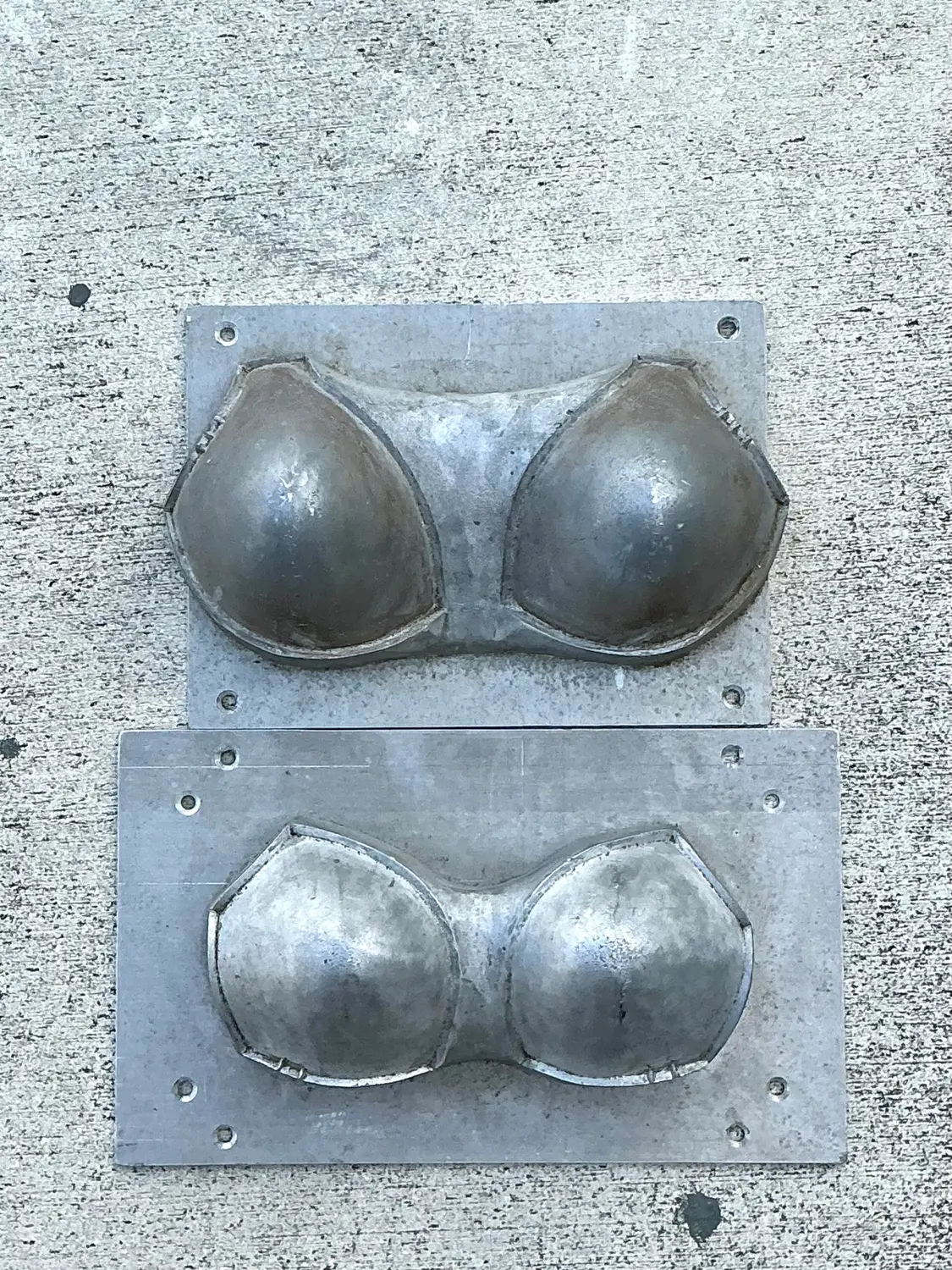 Vintage Industrial Bra Pad Mold - Set of 2 - Side view