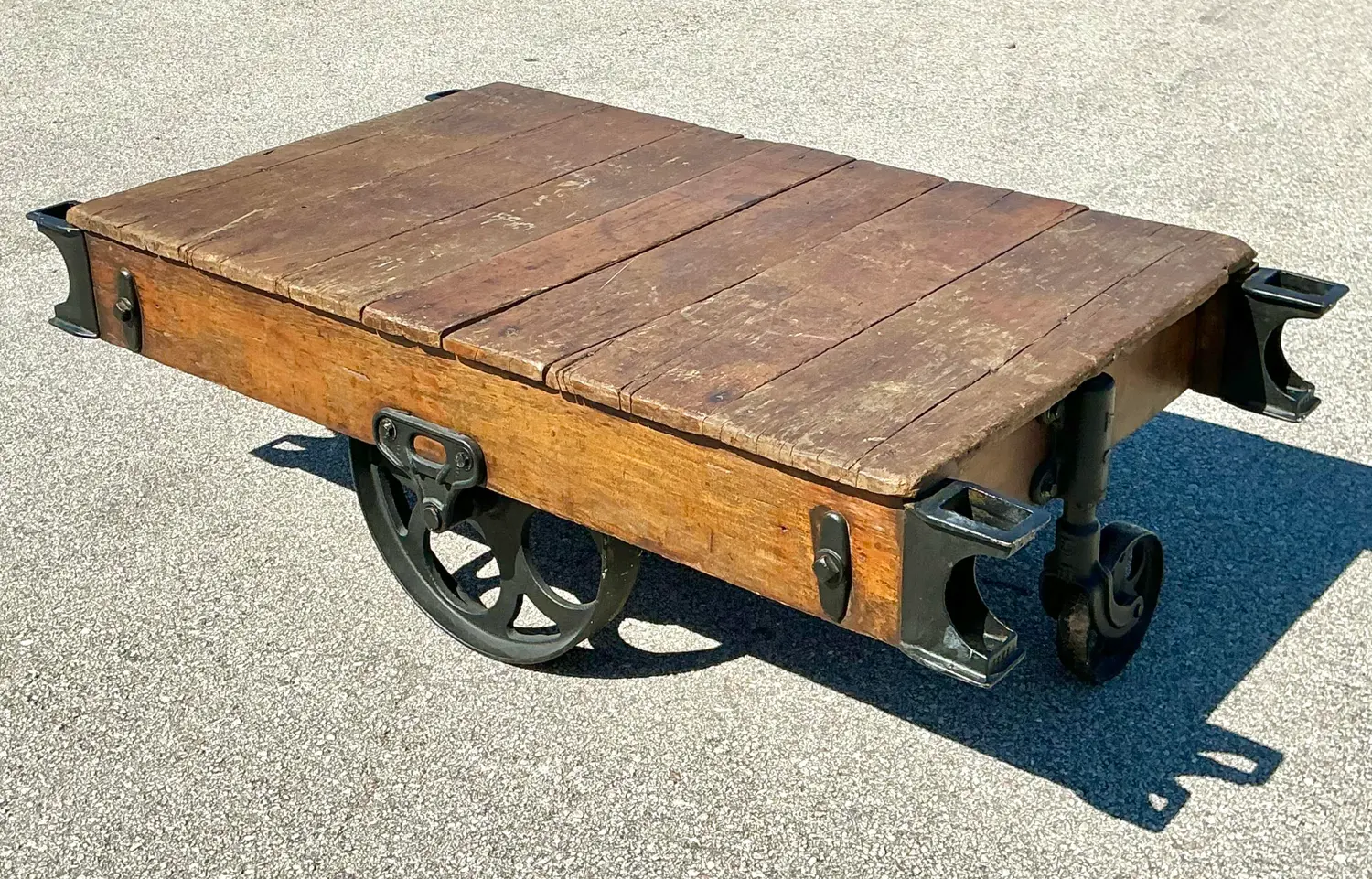 Vintage Industrial Wagon Coffee Table - Back view