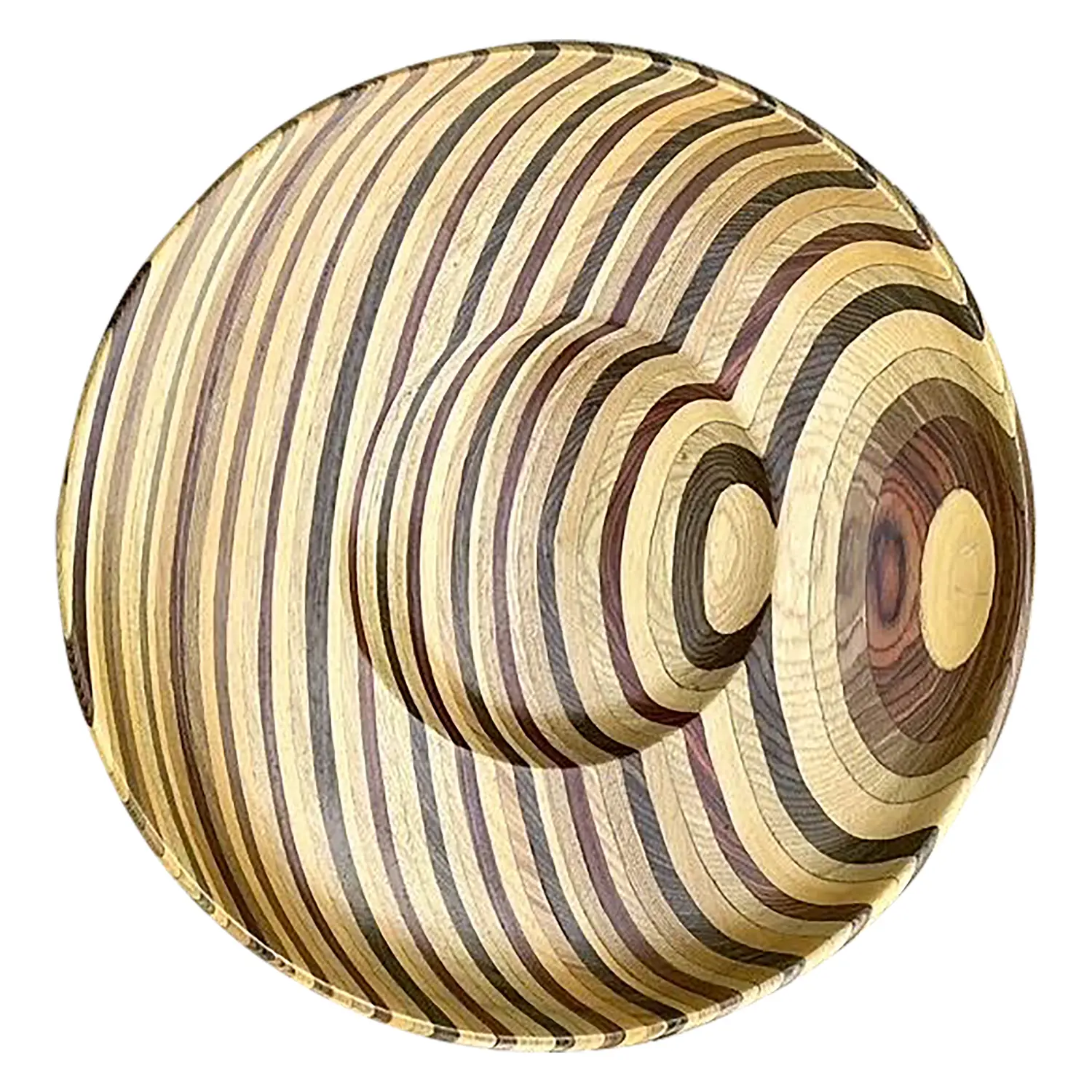 Vintage Inlay Wood Monumental Bowl