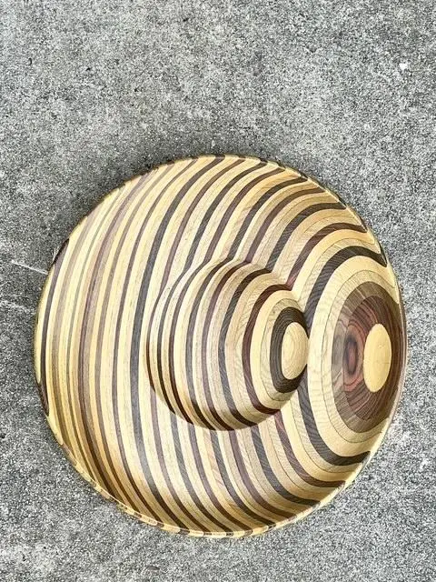 Vintage Inlay Wood Monumental Bowl - Detail view