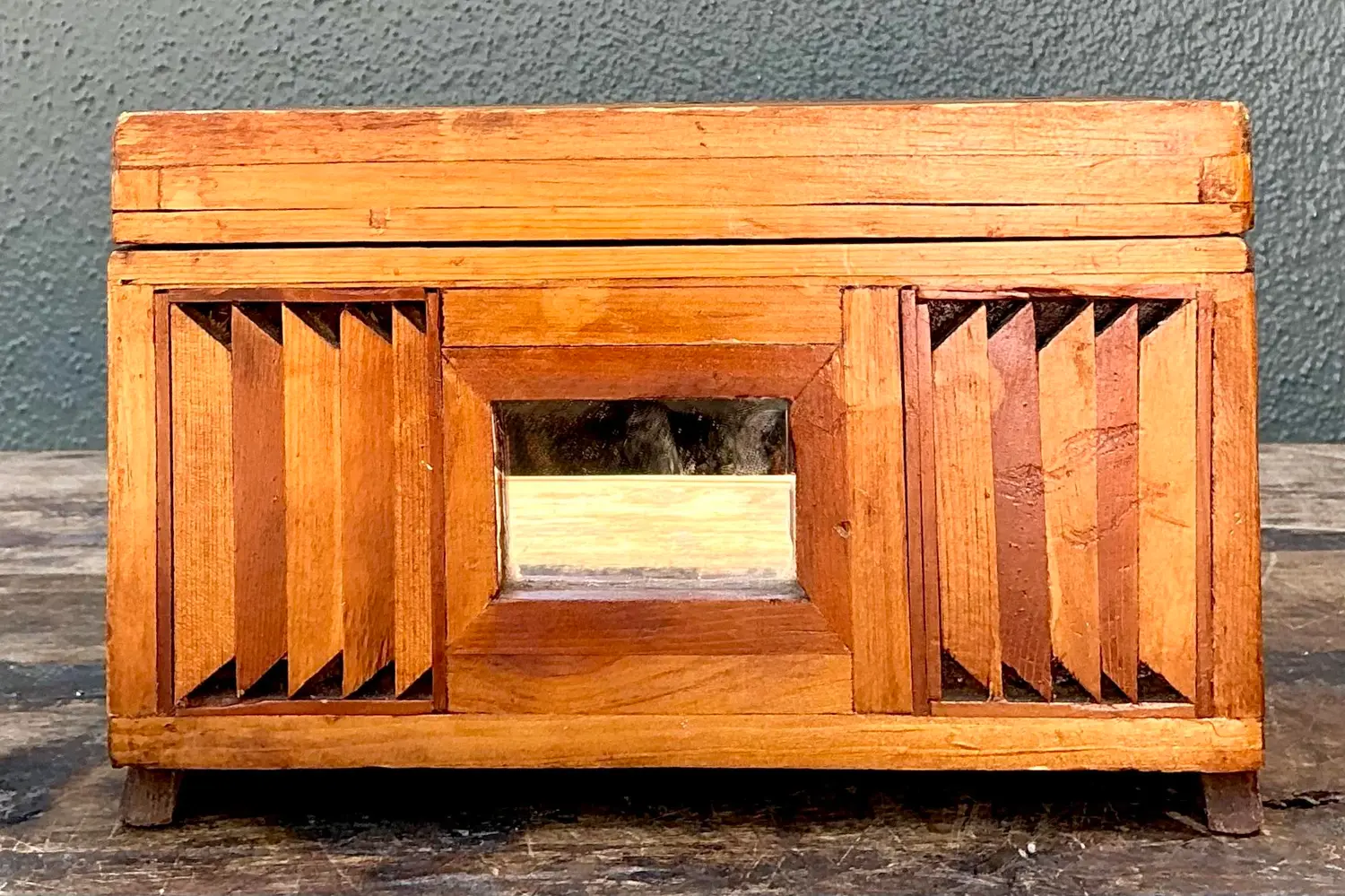 Vintage Inlay Wooden Box - Back view