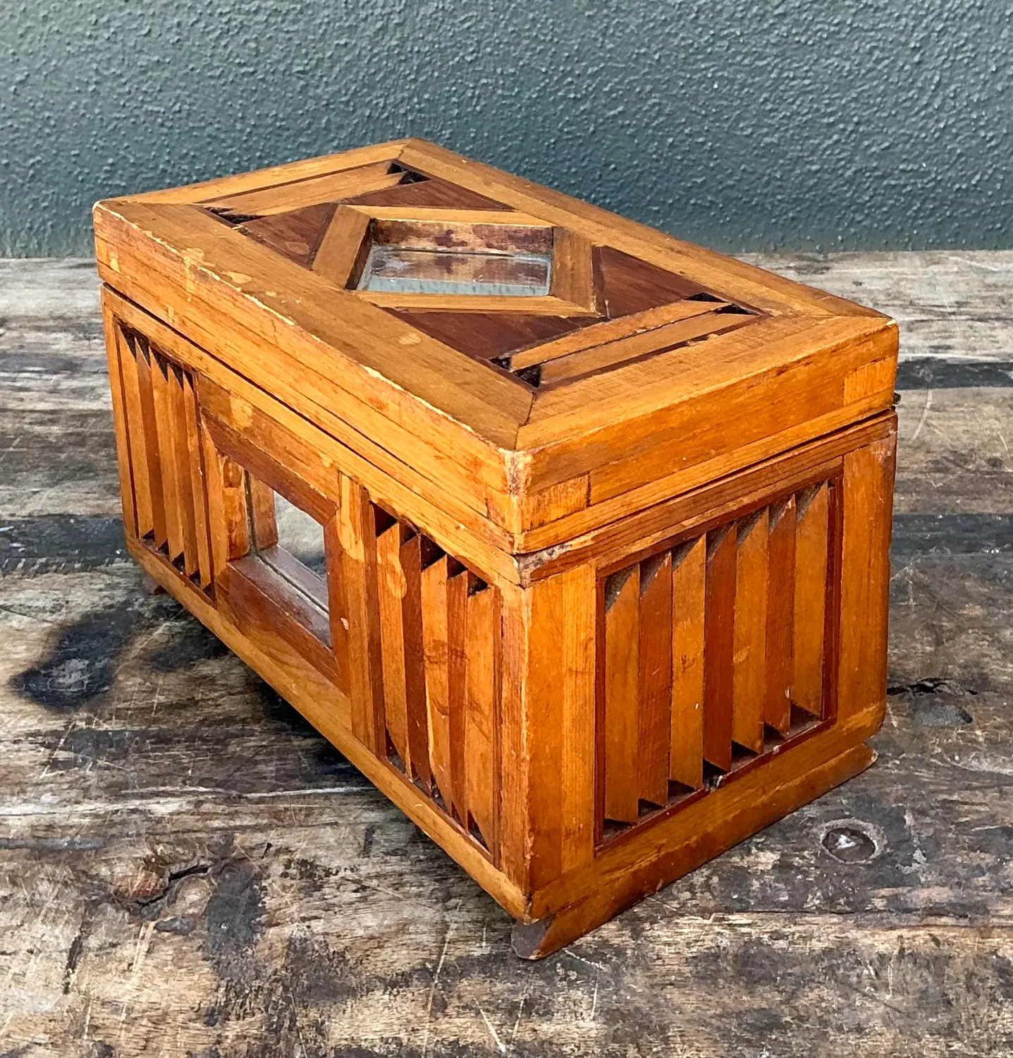 Vintage Inlay Wooden Box - Top view
