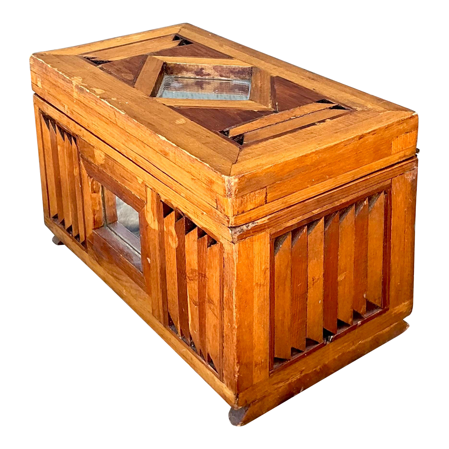 Vintage Inlay Wooden Box - Side view