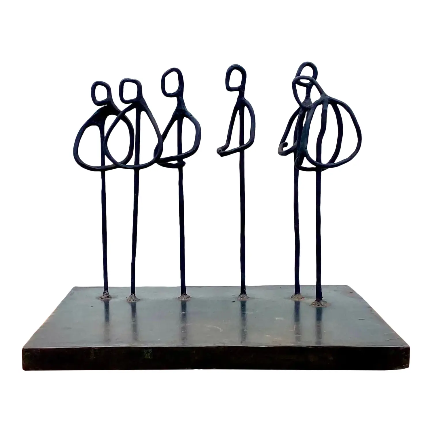 Vintage Iron Original Sculpture of Gathering Signed Acs - Detail view