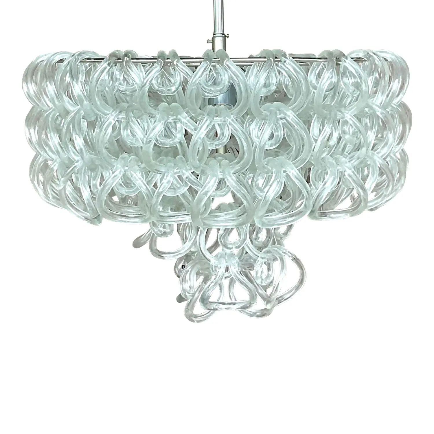 Vintage Italian Angelo Mangiarotti “Giogalli” Glass Rings Chandelier