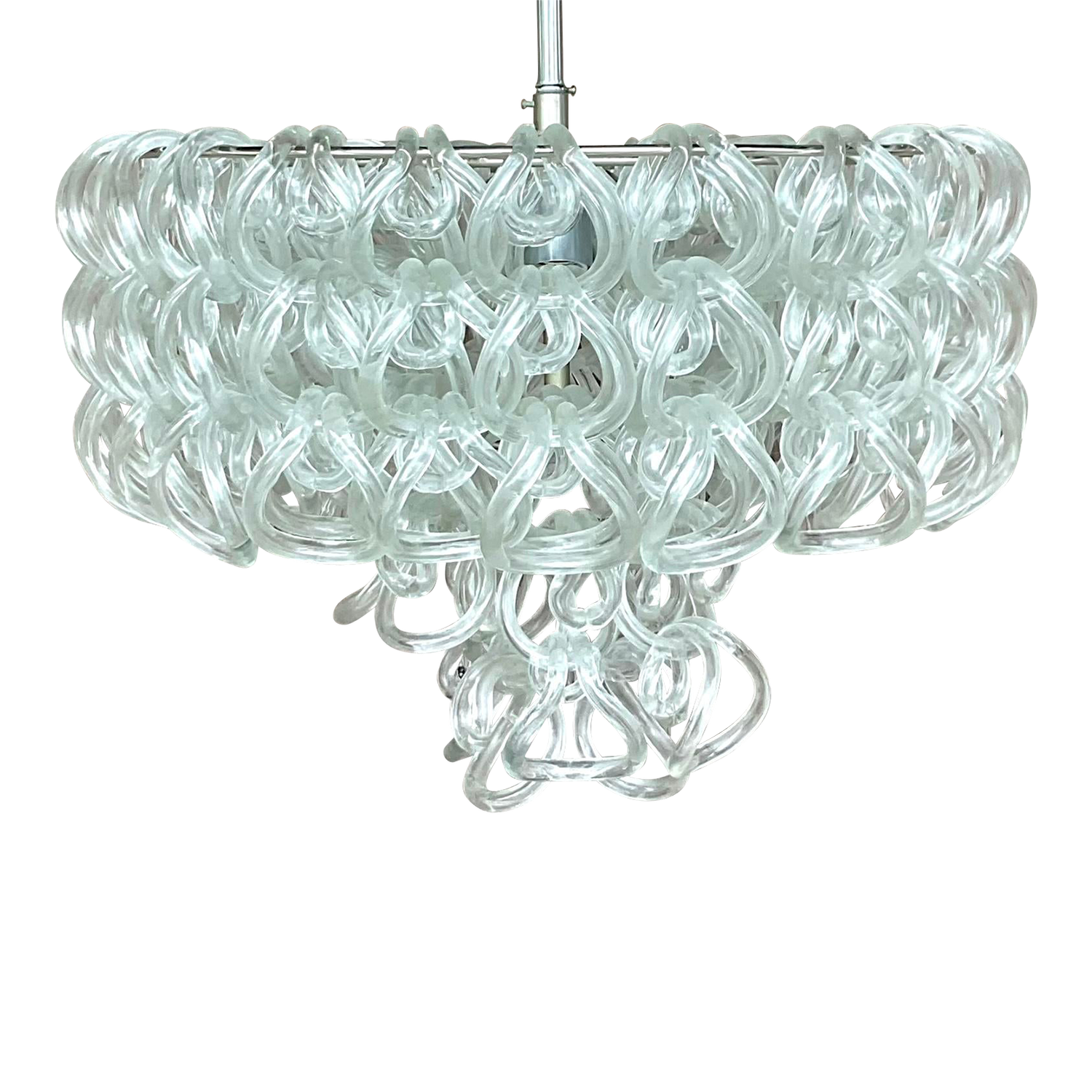 Vintage Italian Angelo Mangiarotti “Giogalli” Glass Rings Chandelier - Detail view