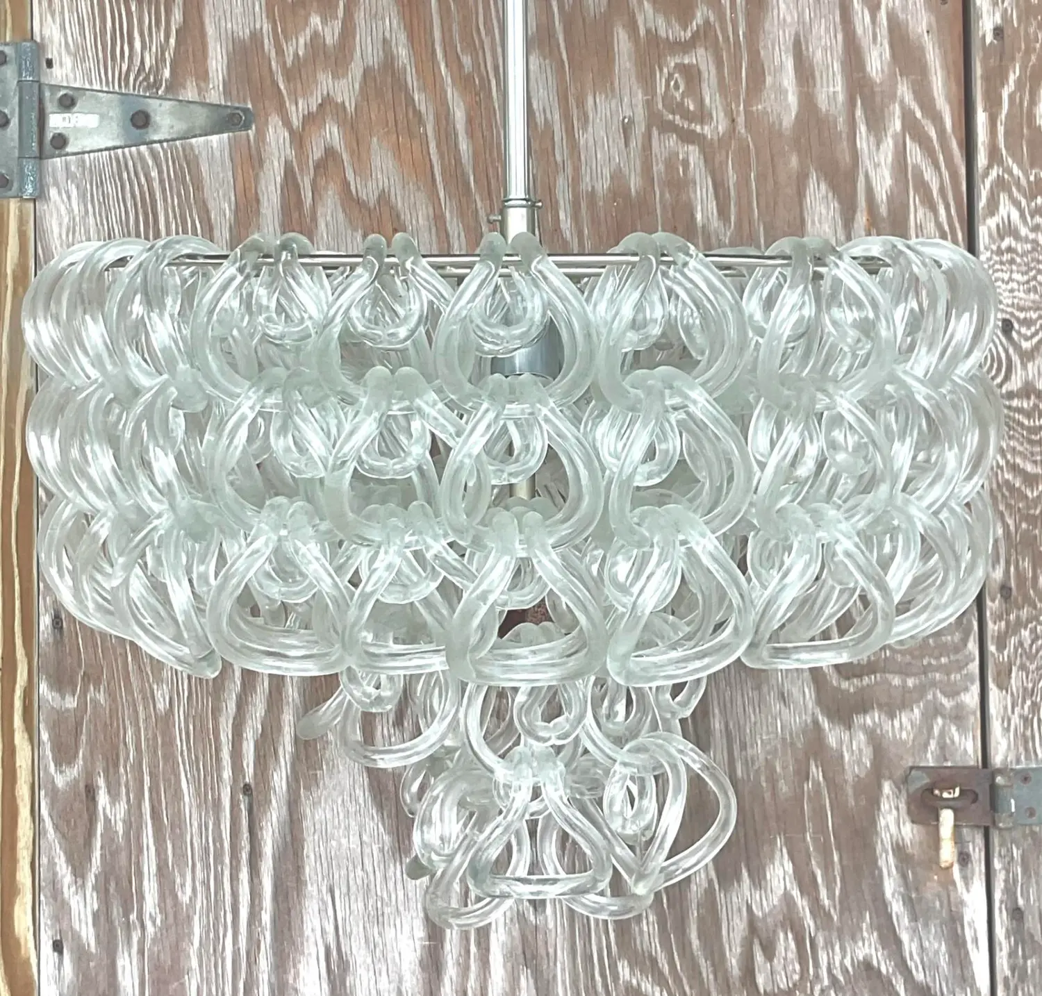 Vintage Italian Angelo Mangiarotti “Giogalli” Glass Rings Chandelier - Back view