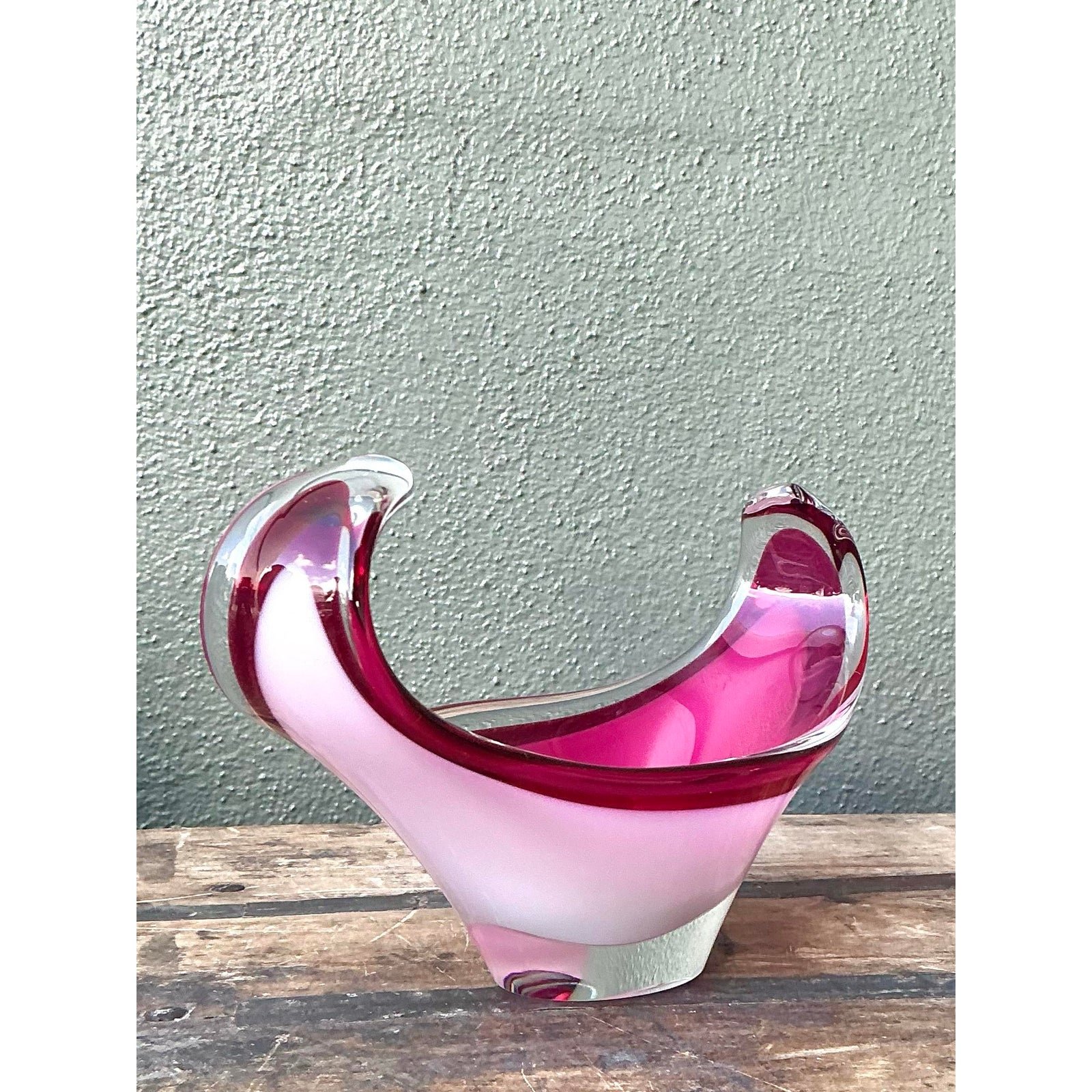 Vintage Italian Art Glass Bowl After Murano - Back view