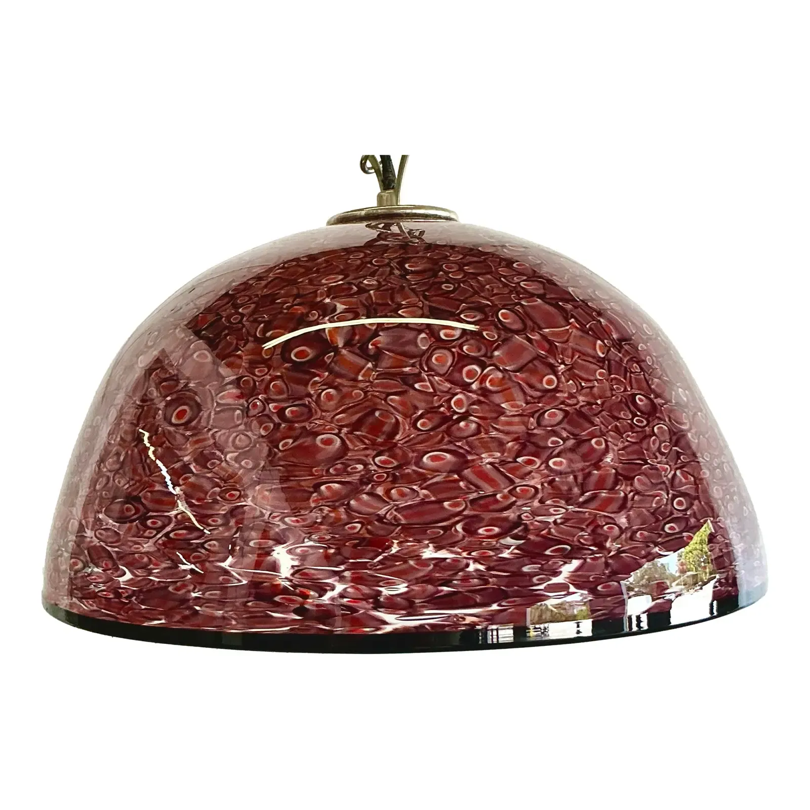 Vintage Italian Art Glass Dome Pendant After Murano - Detail view