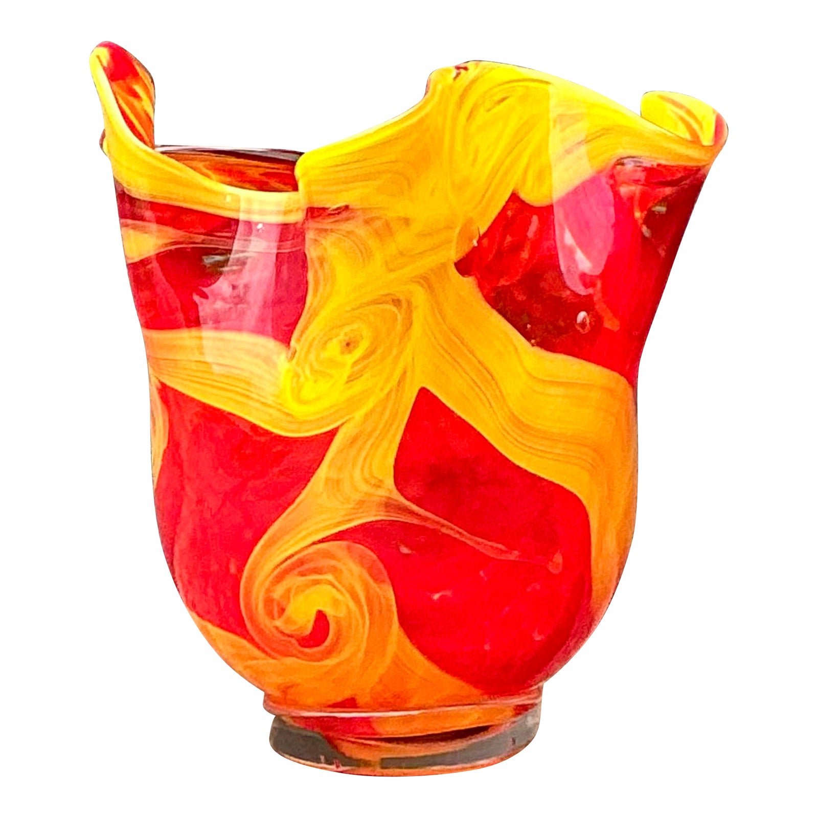 Vintage Italian Art Glass Vase After Murano