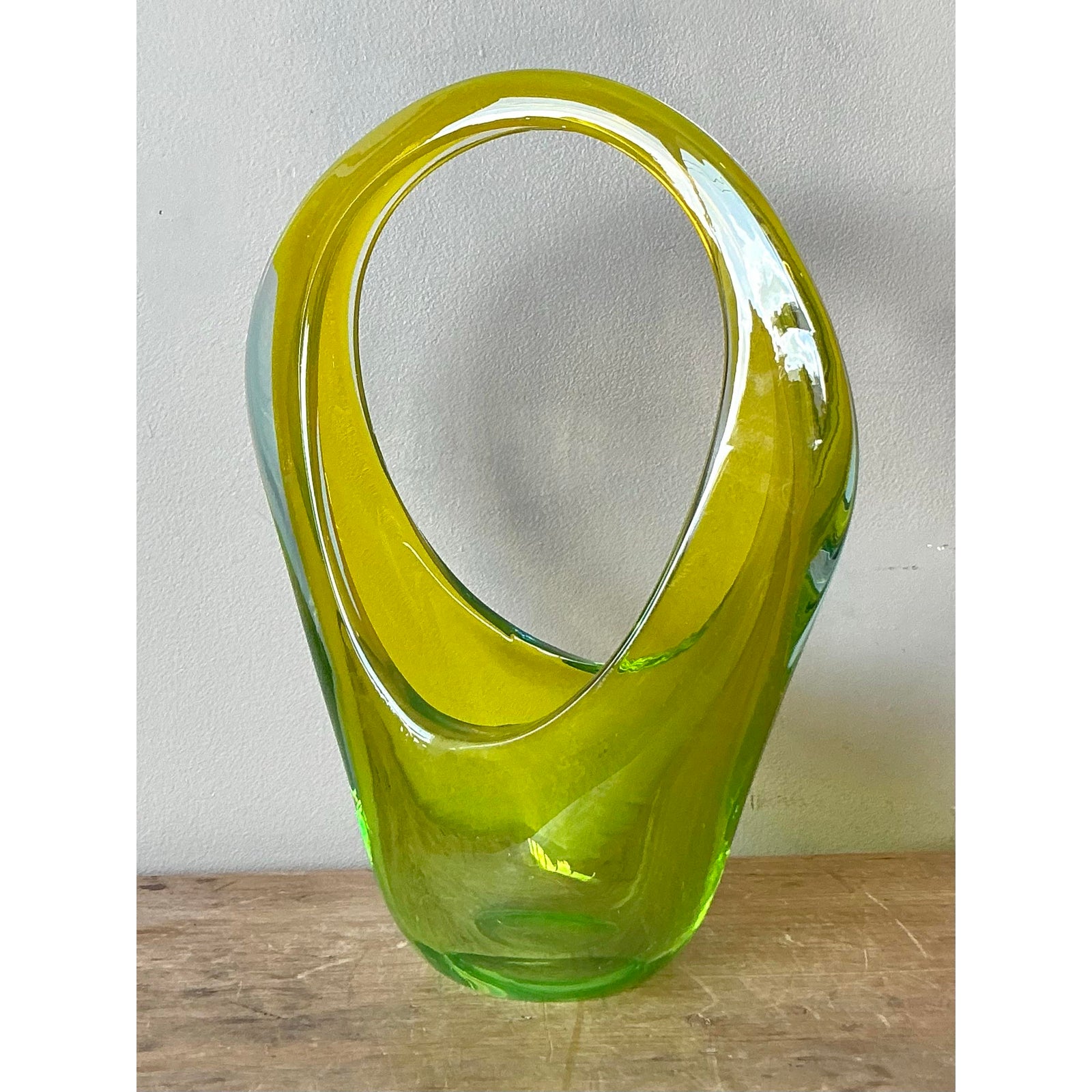 Vintage Italian Art Glass Vase After Murano - Top view