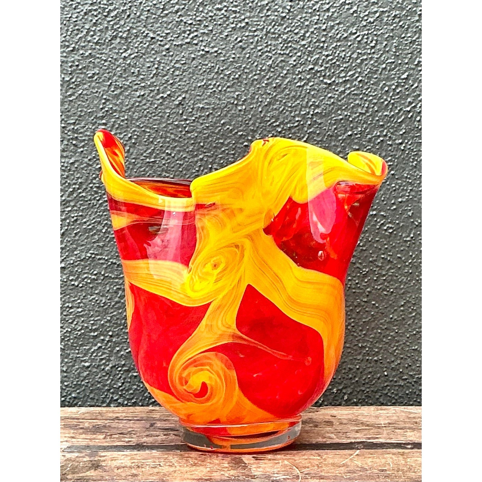 Vintage Italian Art Glass Vase After Murano - Side view