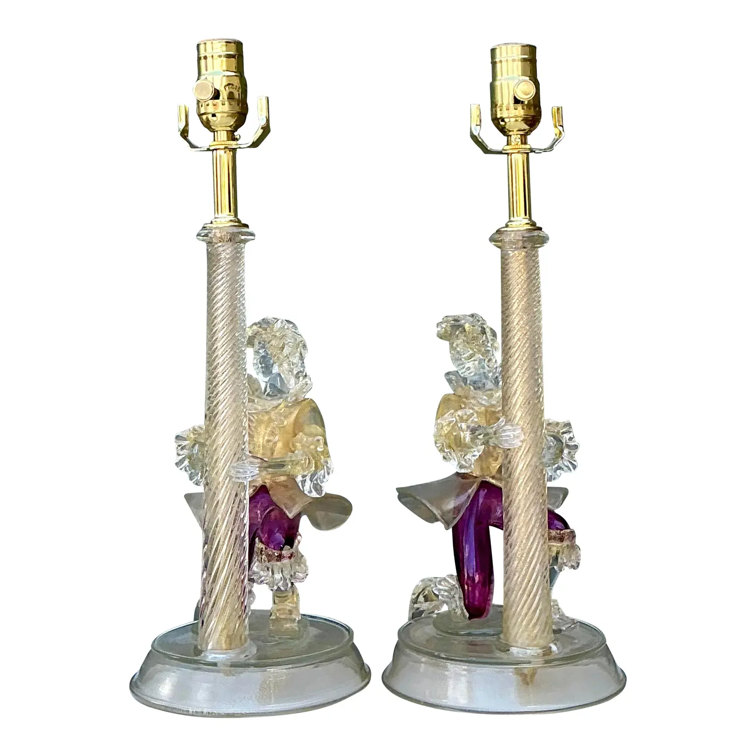 Vintage Italian Barovier and Toso Murano Glass Figurative Lamps