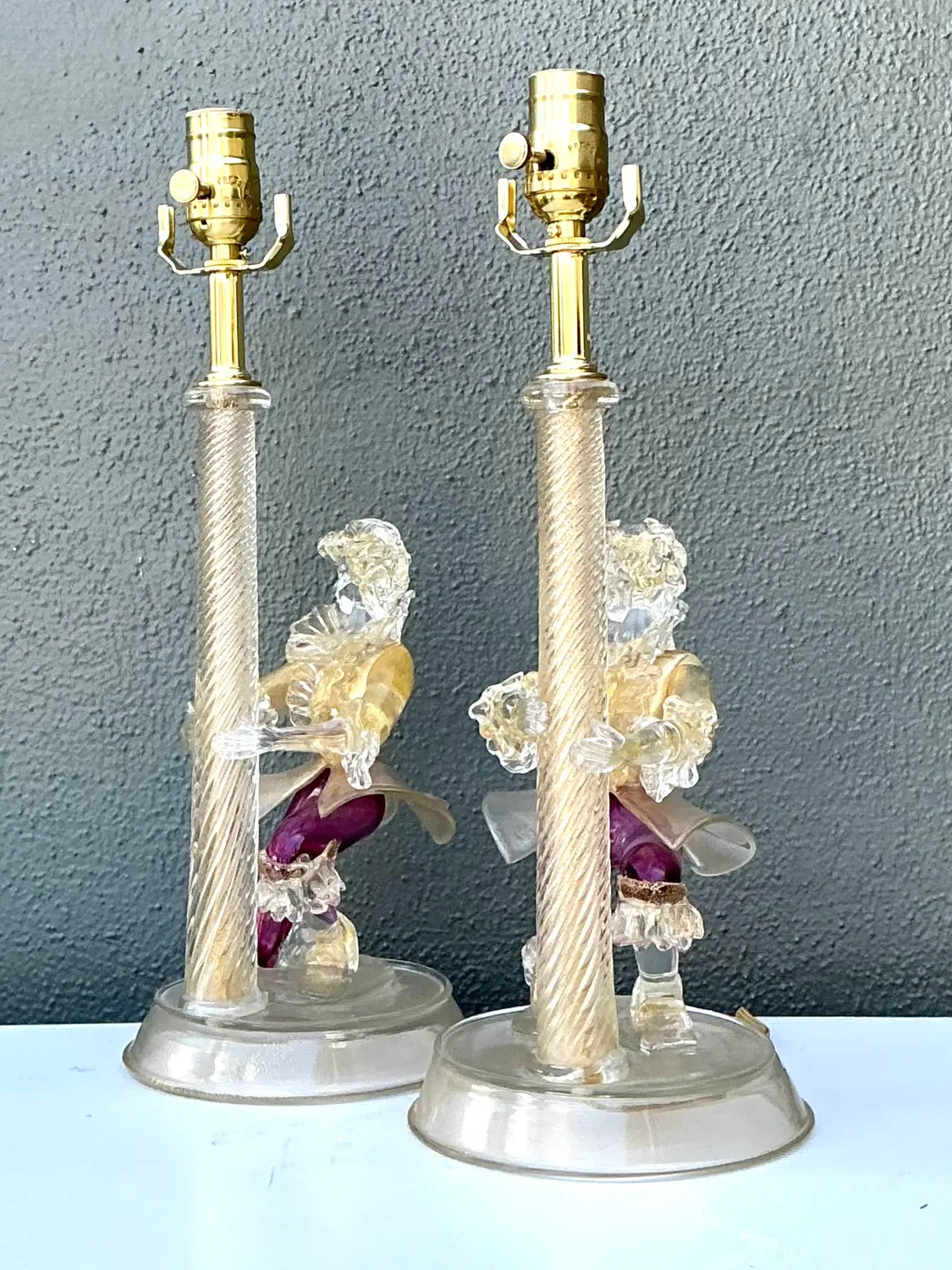 Vintage Italian Barovier and Toso Murano Glass Figurative Lamps - Back view