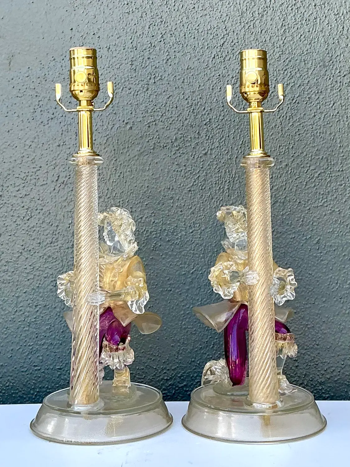 Vintage Italian Barovier and Toso Murano Glass Figurative Lamps - Side view