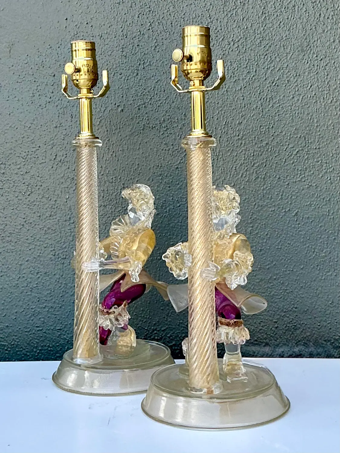 Vintage Italian Barovier and Toso Murano Glass Figurative Lamps - Top view
