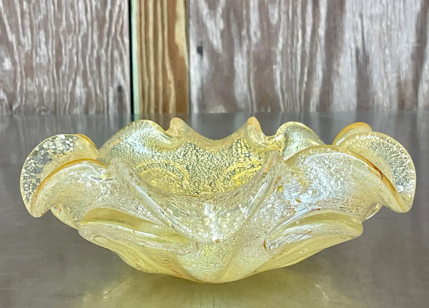 Vintage Italian Blown Glass Bowl After Murano - Back view