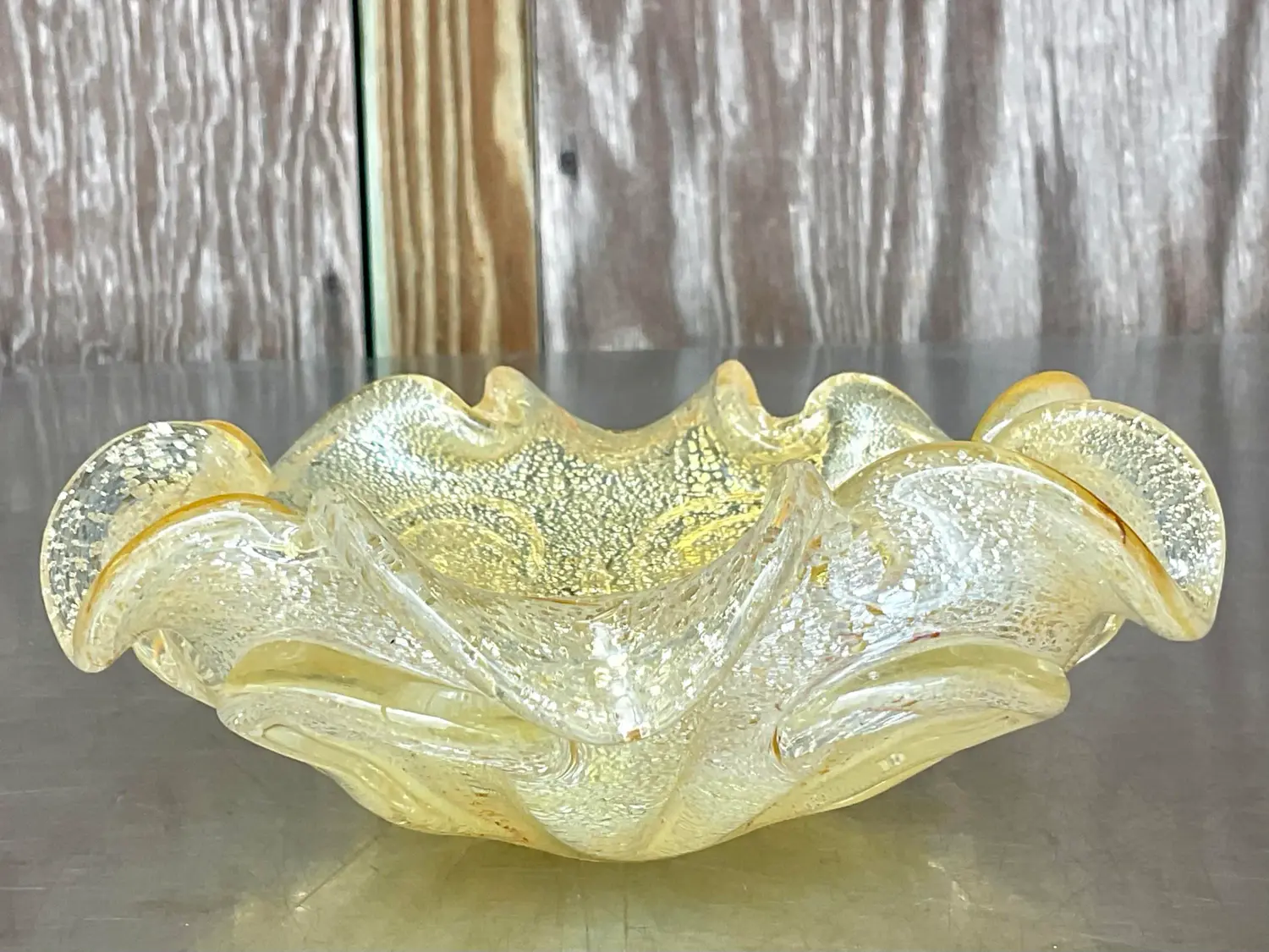 Vintage Italian Blown Glass Bowl After Murano - Top view