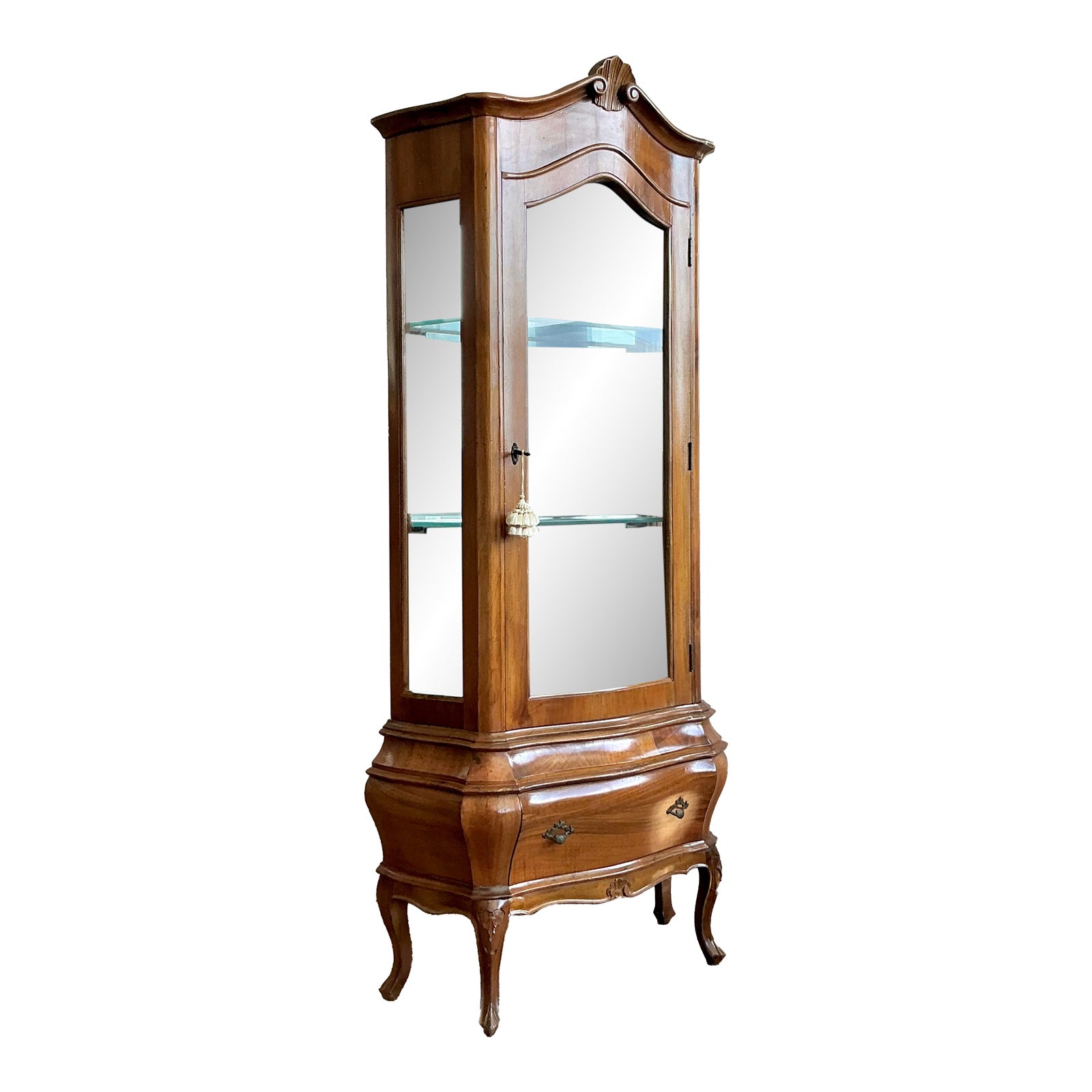 Vintage Italian Burl Wood Curio Cabinet - Detail view