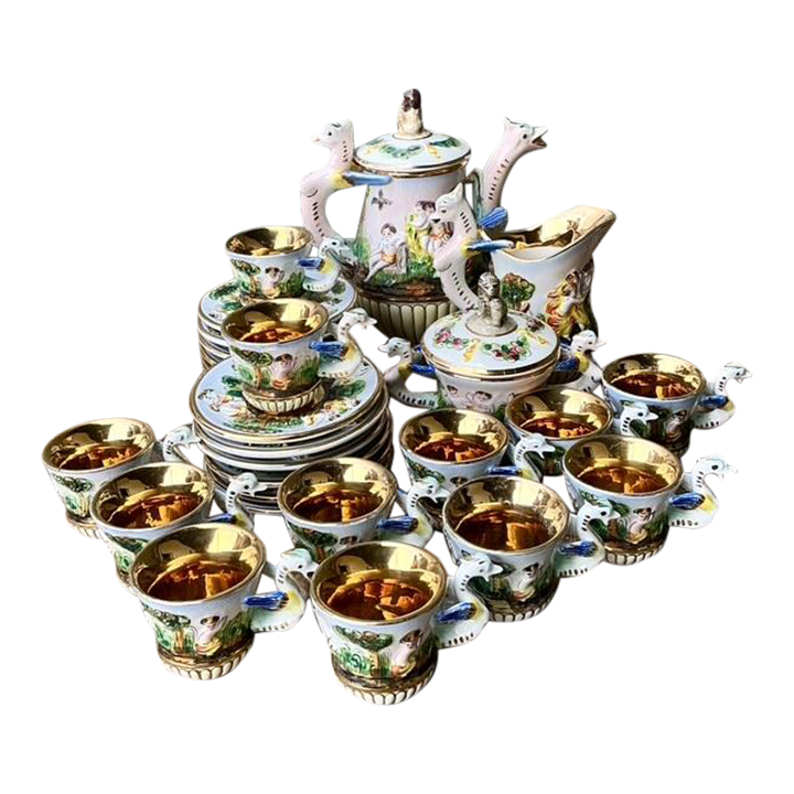 Vintage Italian Capidimonte Demitasse Tea - Set of 27