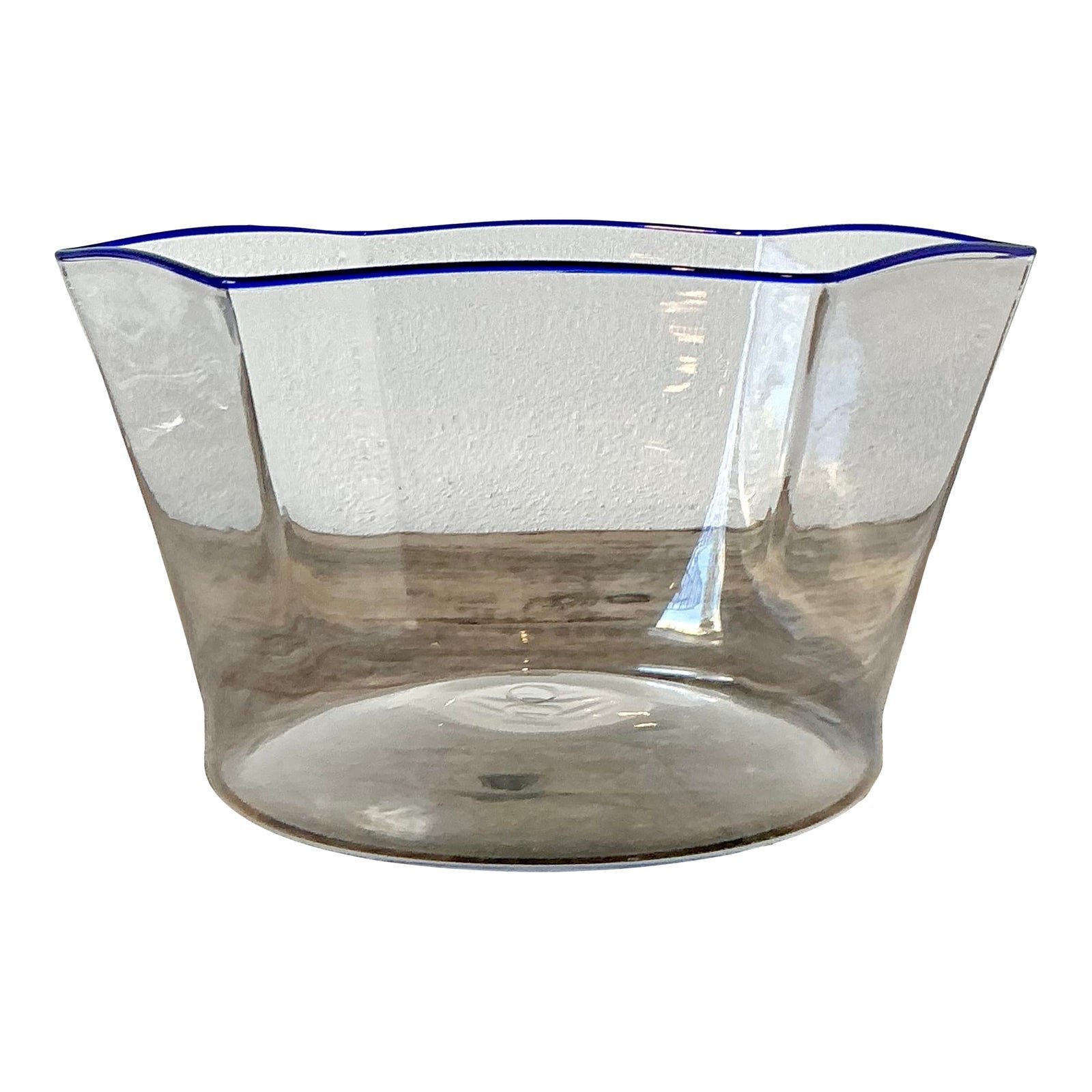 Vintage Italian Carlo Scarpa for Murano Blue Tipped Bowl