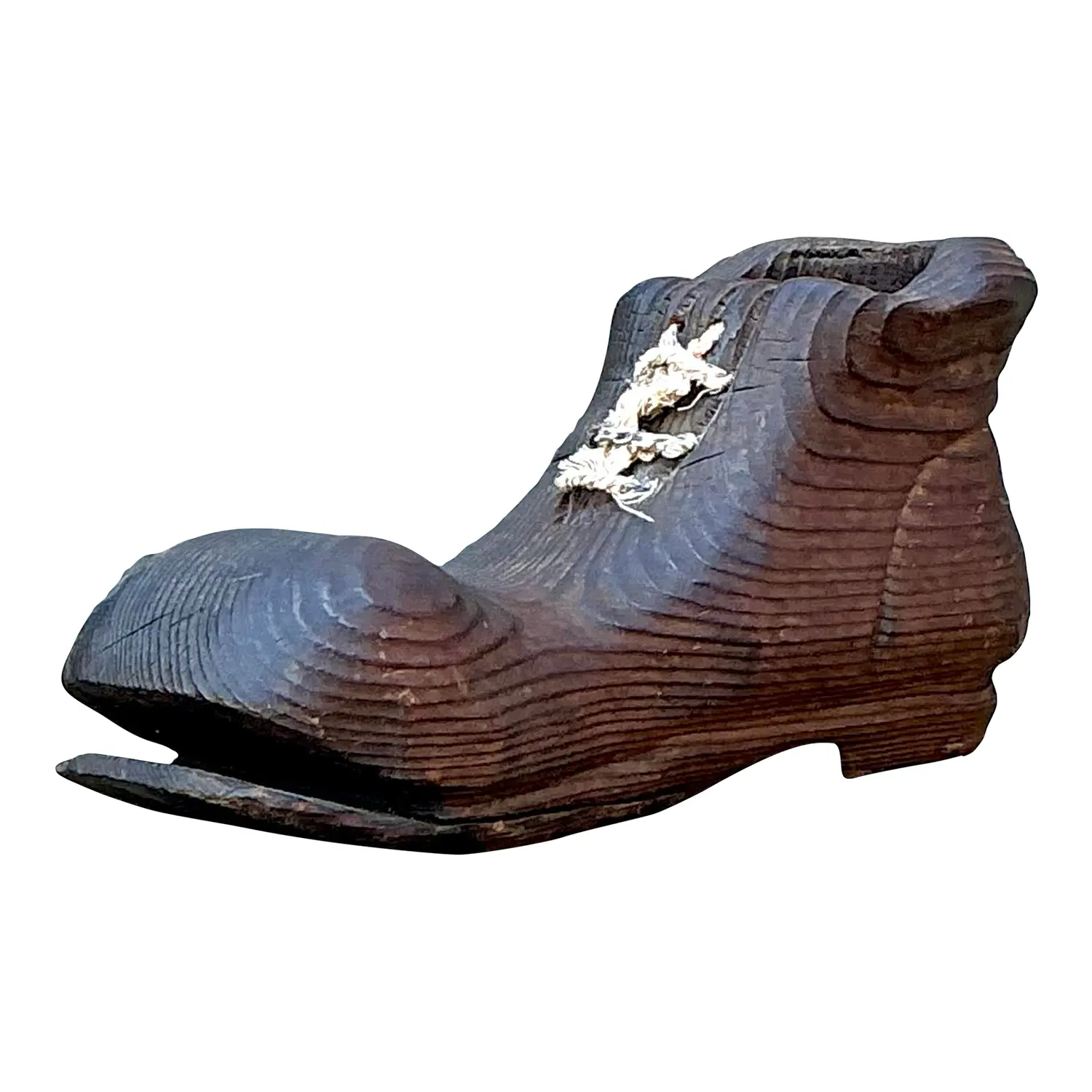 Vintage Italian Carved Wooden Shoe
