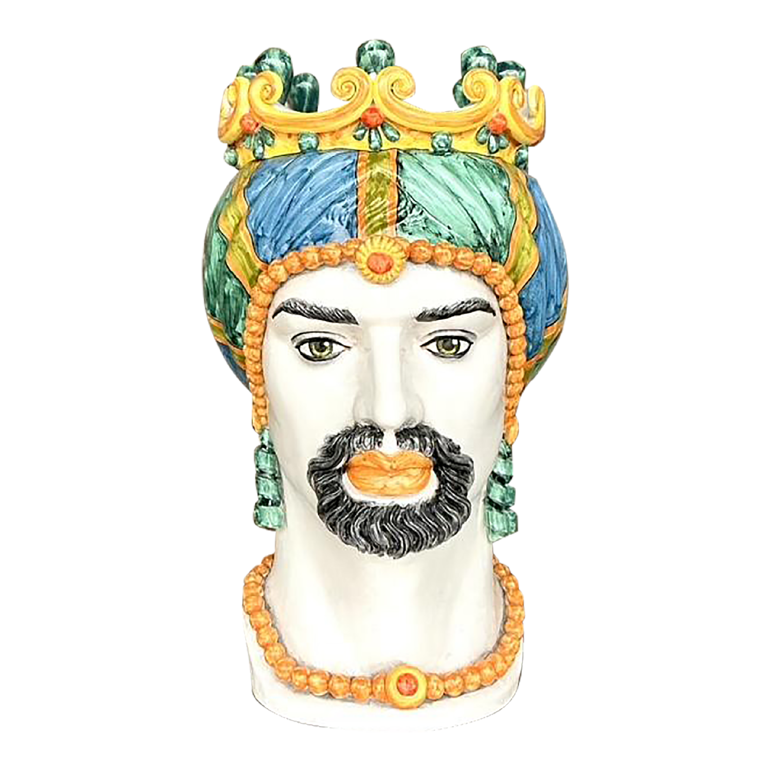 Vintage Italian Ceramiche Di Caltagirone Hand Painted Figure Planter - Detail view