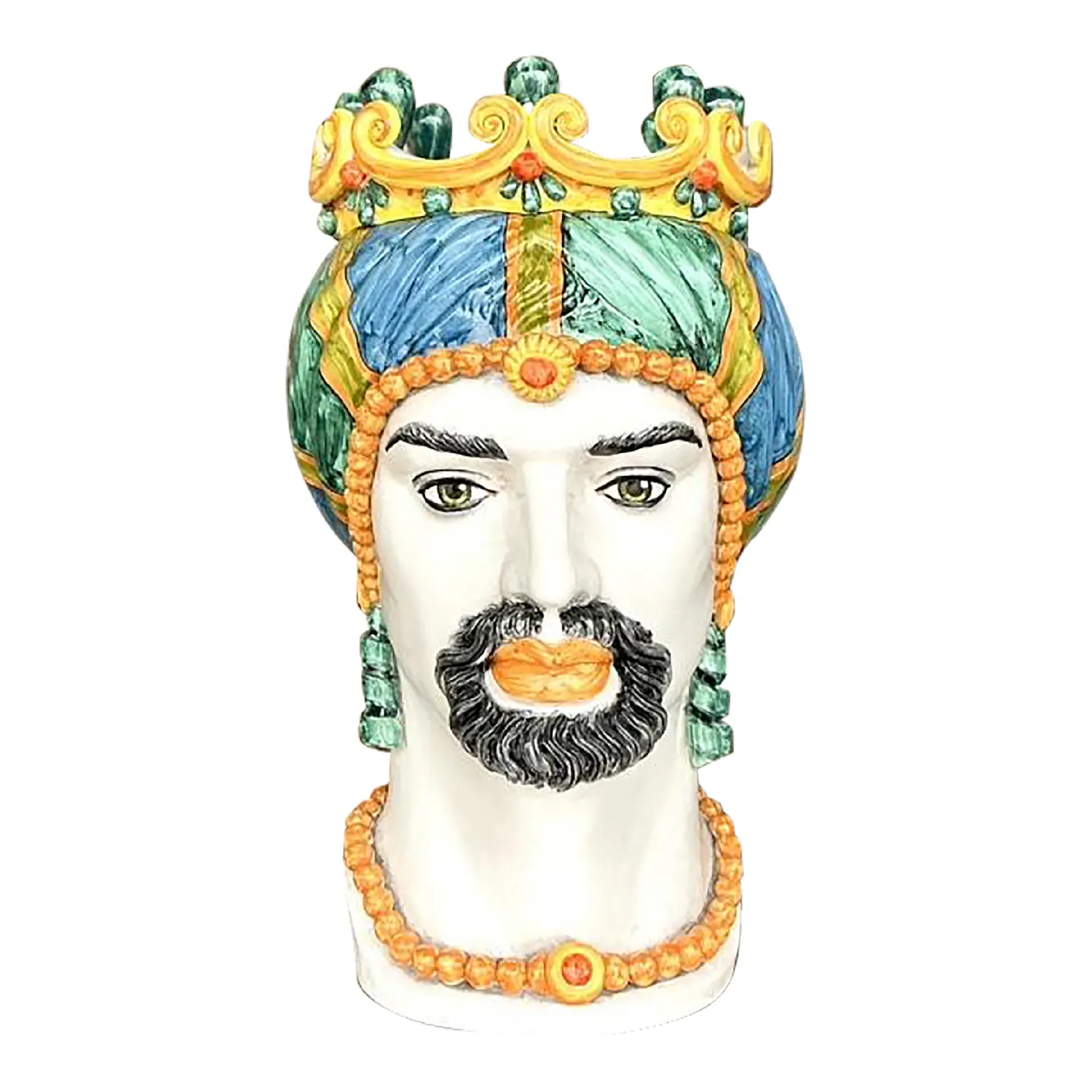 Vintage Italian Ceramiche Di Caltagirone Hand Painted Figure Planter