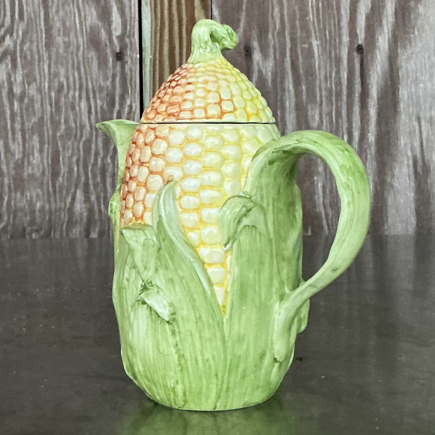 Vintage Italian Corn Cob Teapot - Top view